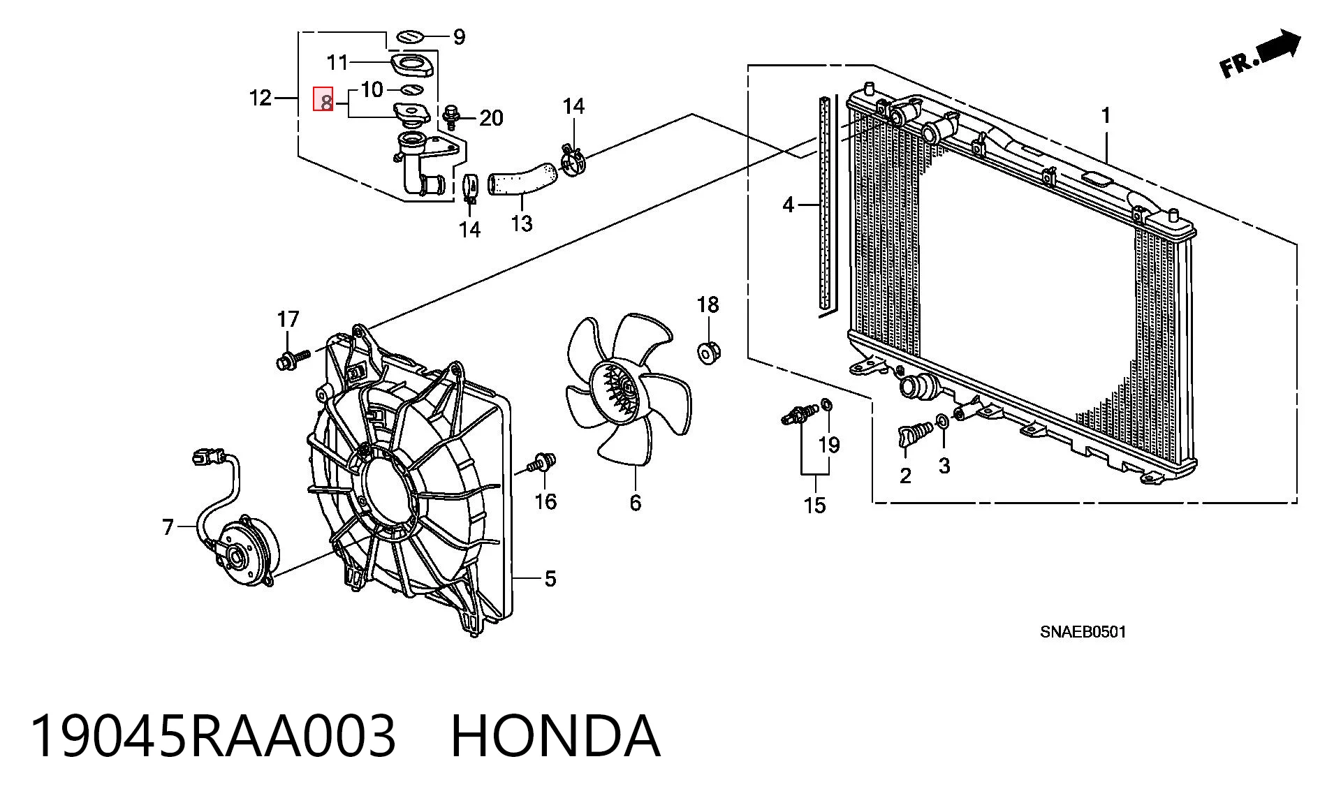 19045RAA003 Honda Крышка бачка радиатора
