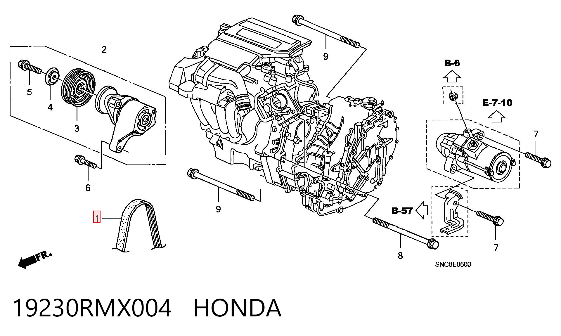19230RMX004 Honda Поликлиновый ремень