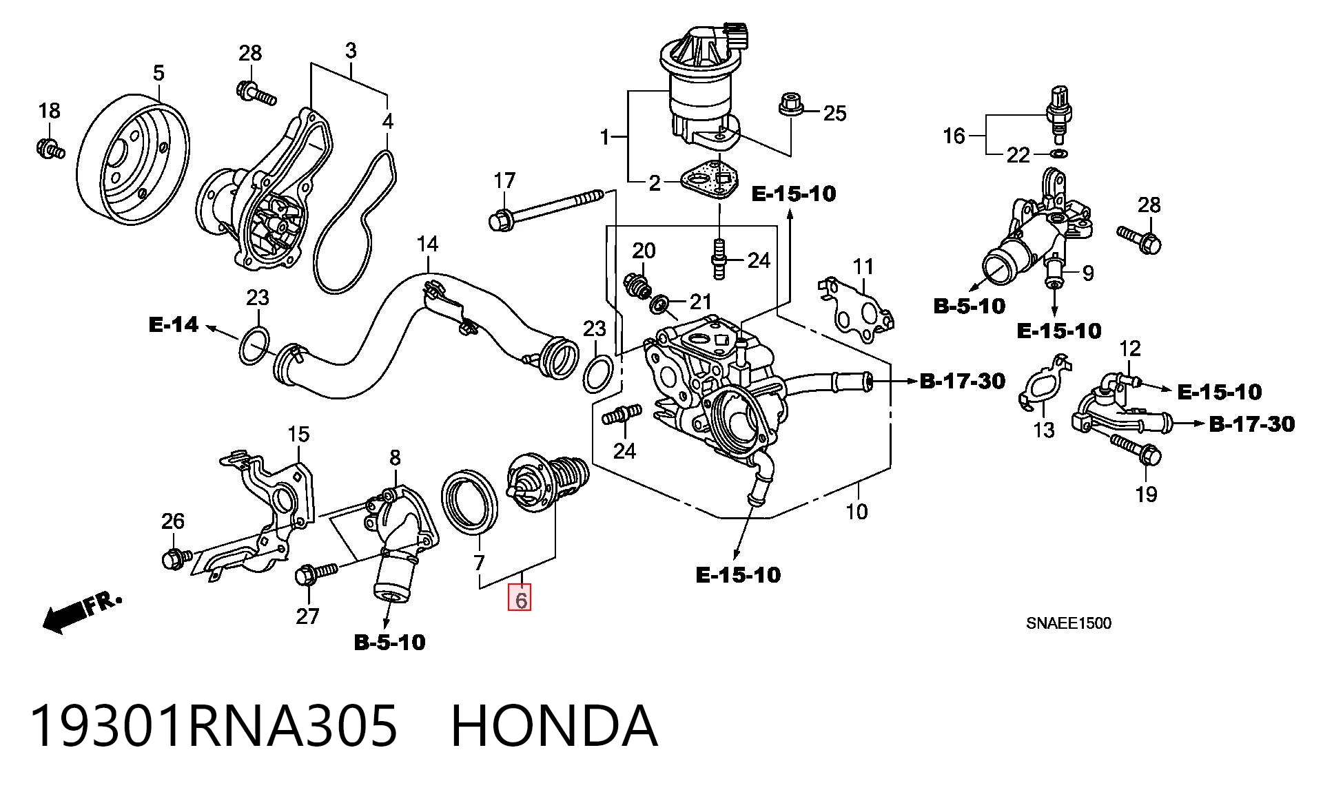 19301RNA305 Honda Авто термостат