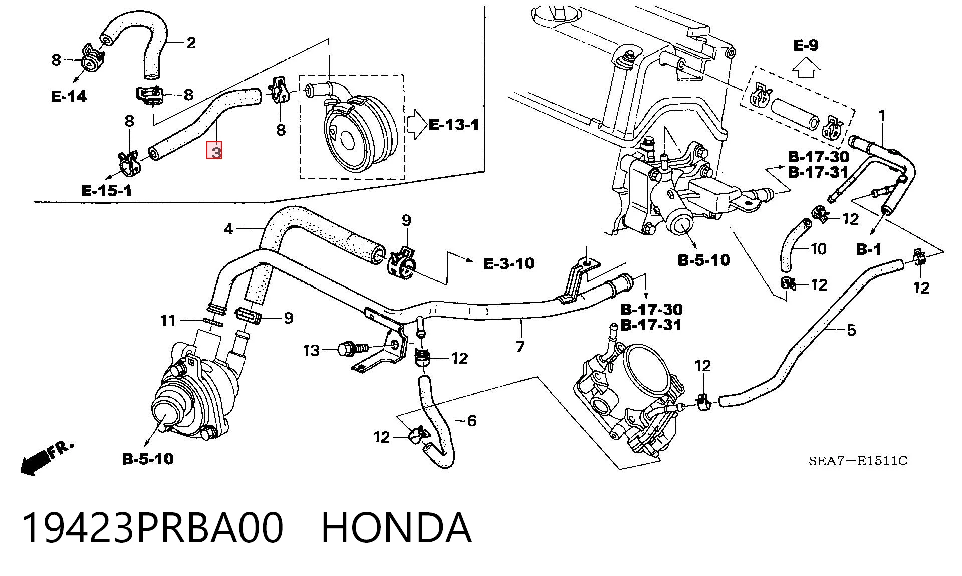 19423PRBA00 Honda Маслопроводы