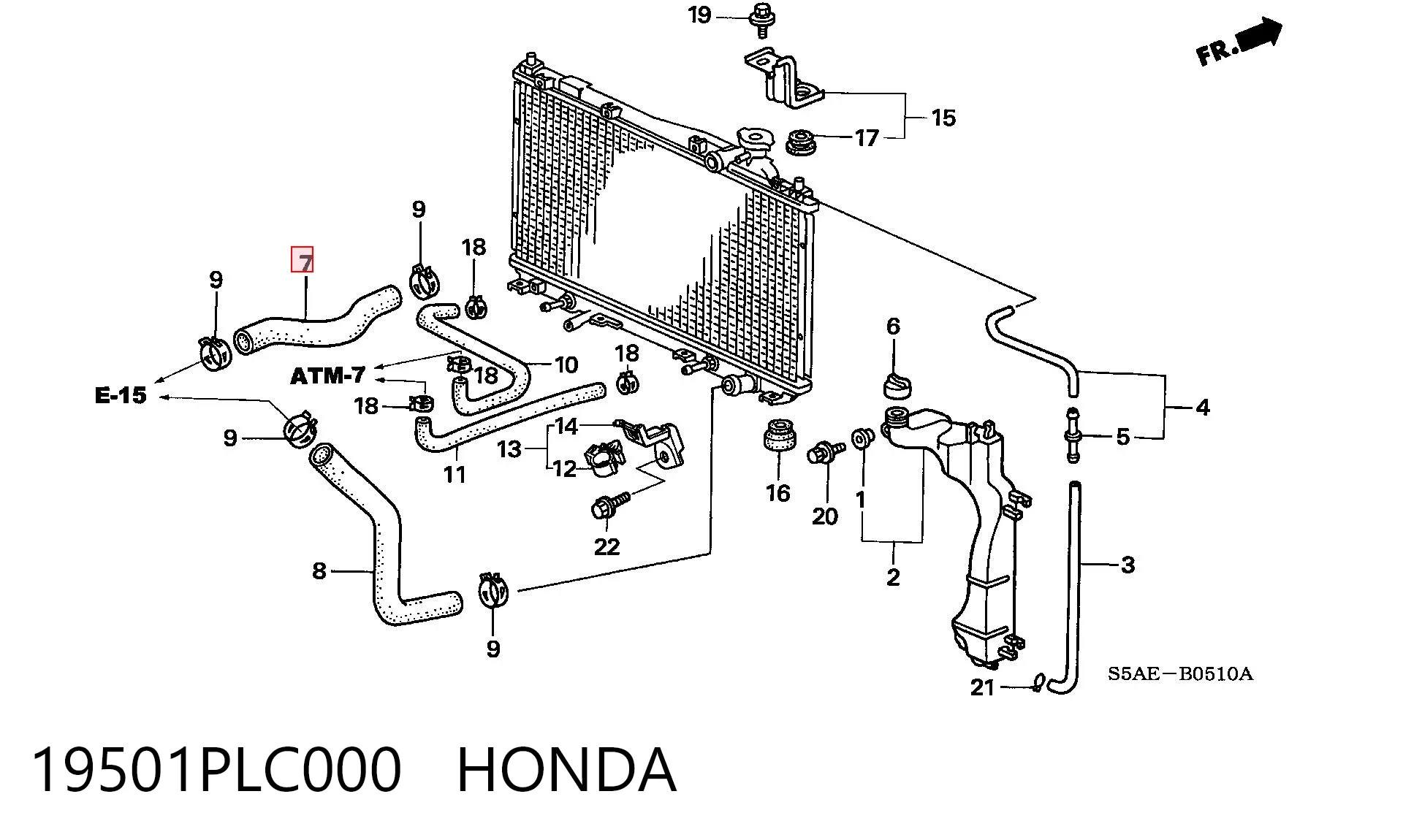 19501PLC000 Honda Шланг системы охлаждения