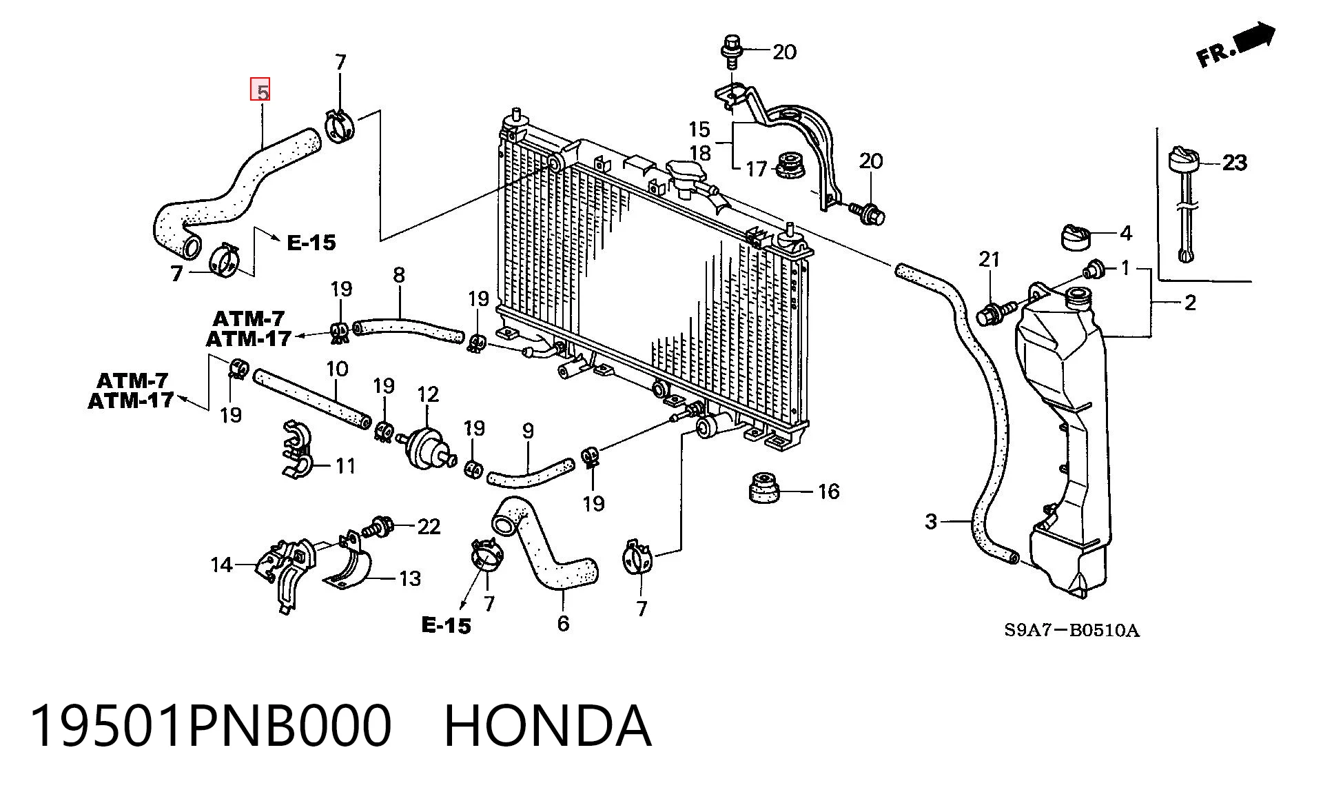 19501PNB000 Honda Шланг системы охлаждения