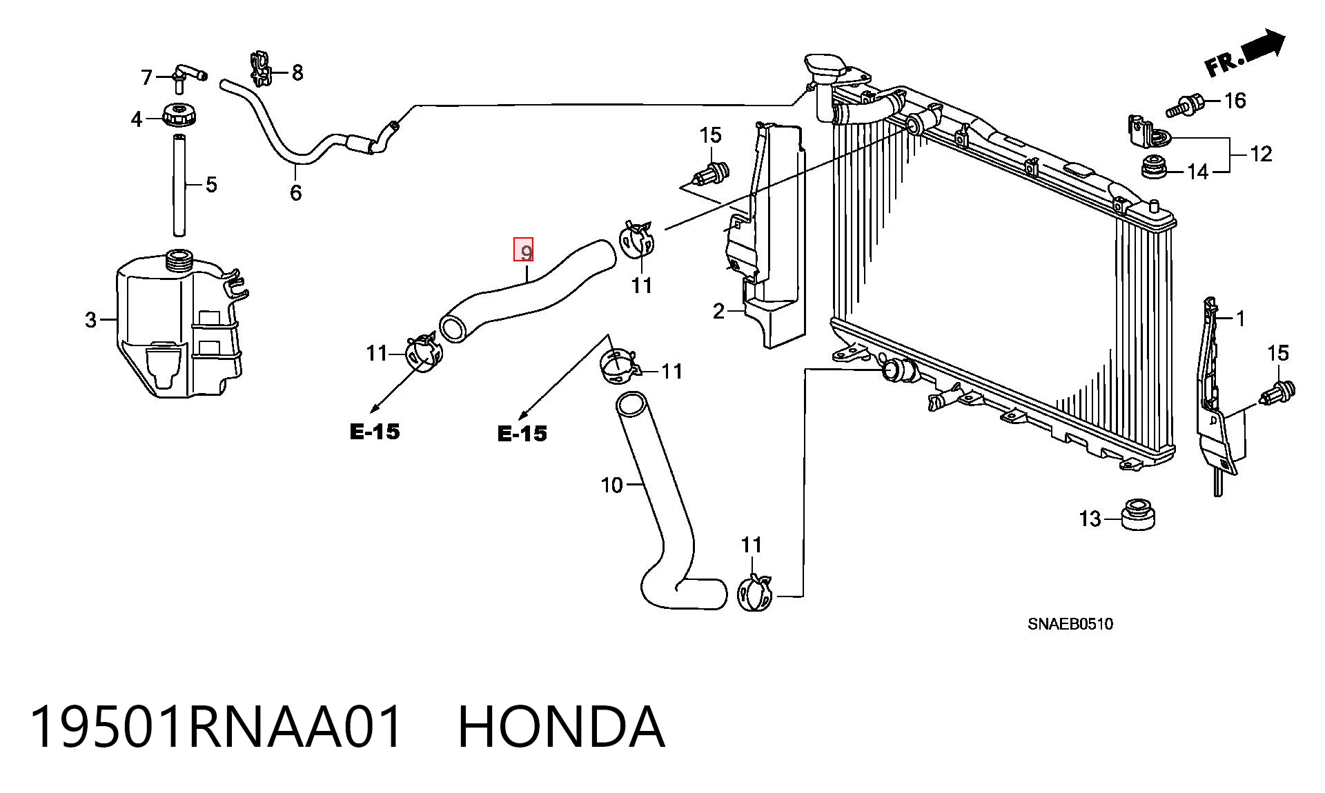 Шланг радиатора охлаждения Honda Civic VIII седан (FD, FA) (2005 - 2013) цена, от 10.14 USD