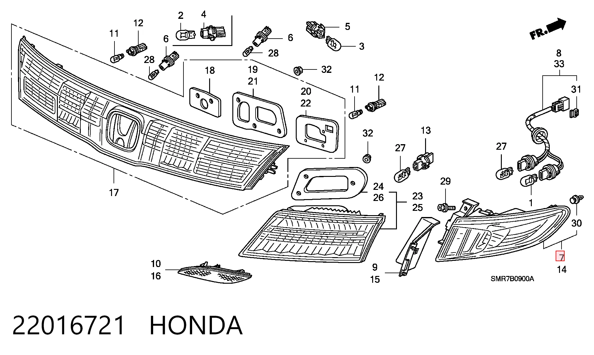 22016721 Honda Задний правый внешний фонарь