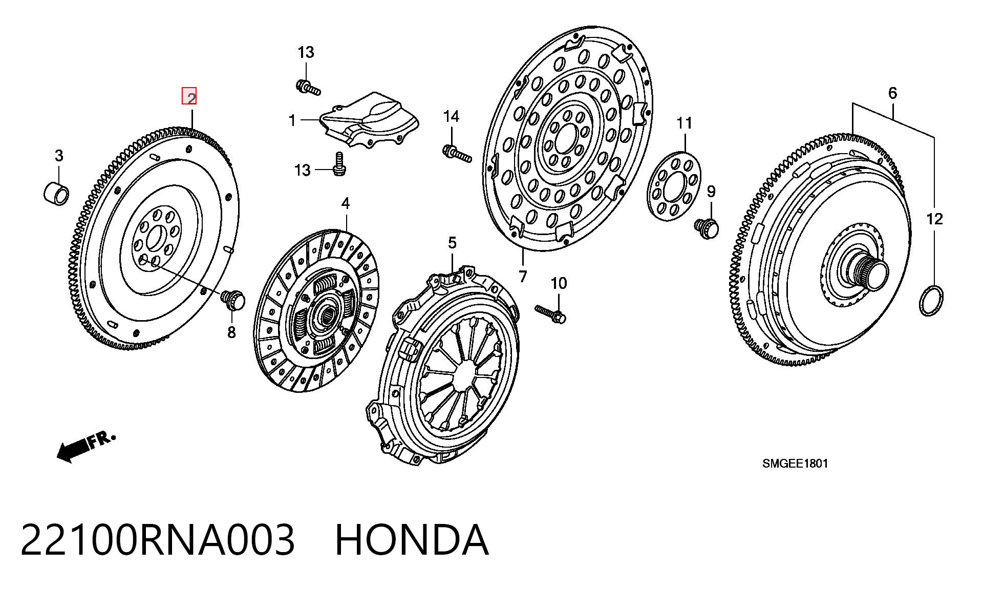 22100RNA003 Honda Демпферный маховик