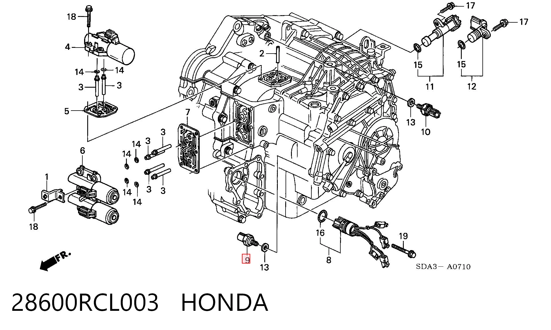 28600RCL003 Honda Клапан давления масла КПП