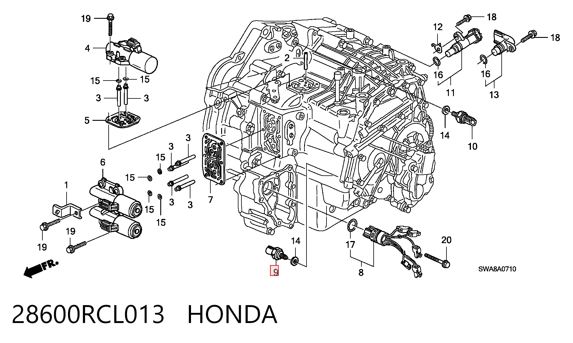 28600RCL013 Honda Клапан давления масла КПП