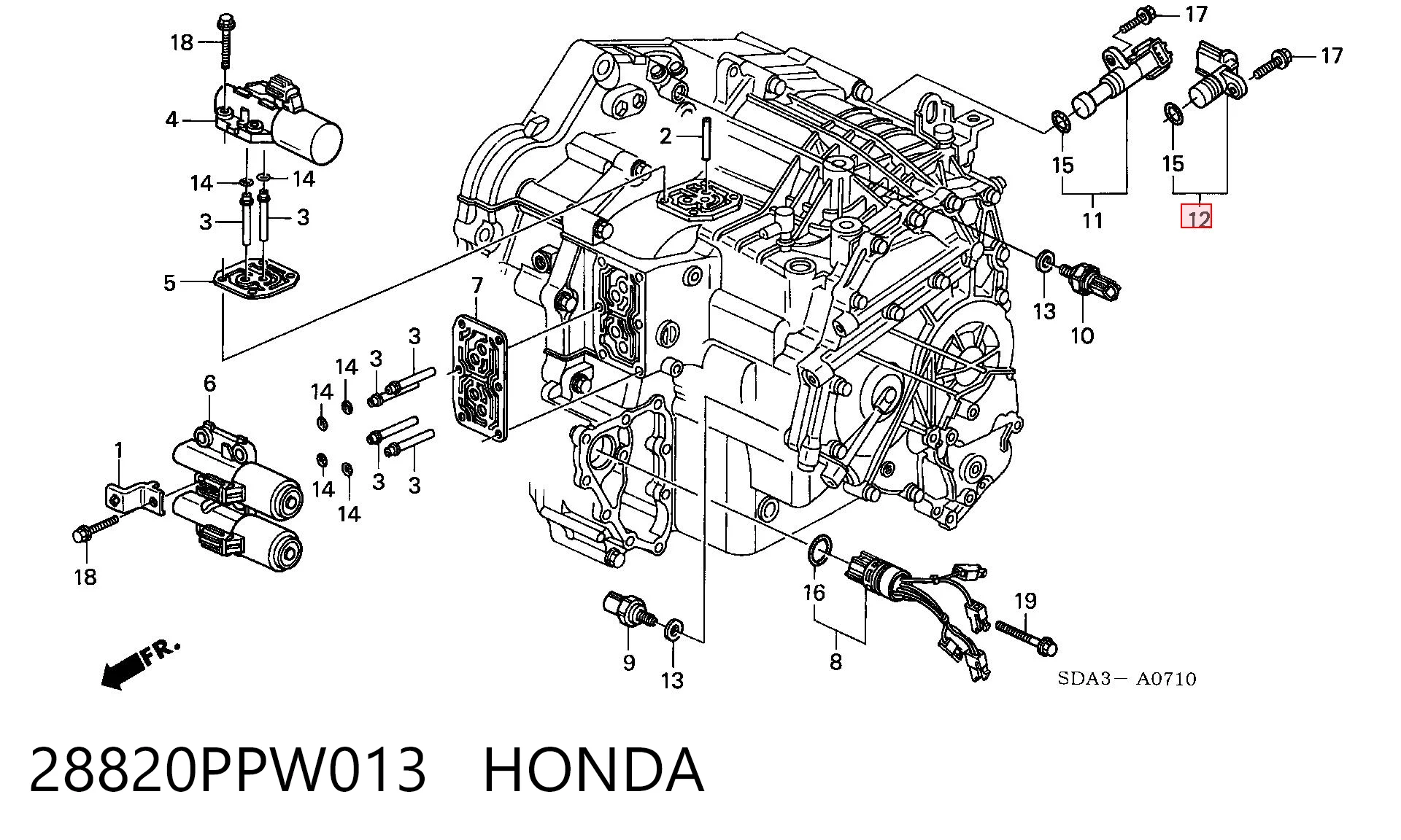 28820PPW013 Honda Датчик скорости спидометра