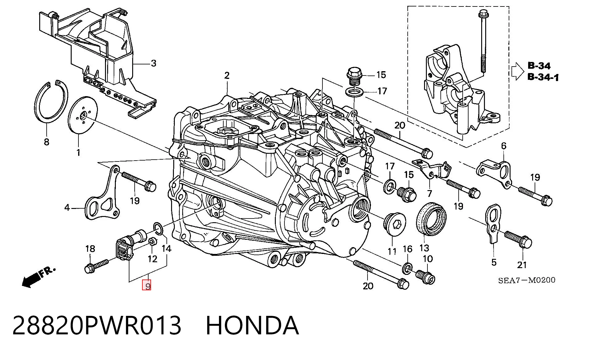 28820PWR013 Honda Датчик скорости спидометра