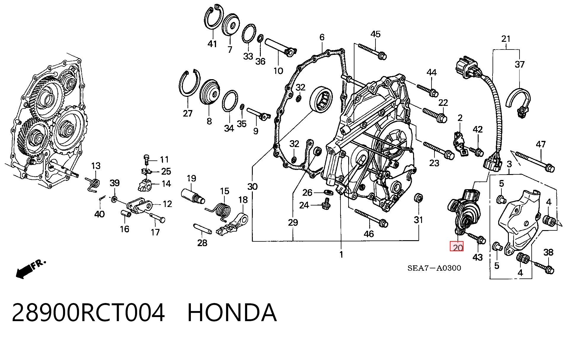 28900RCT004 Honda Привод выбора передач