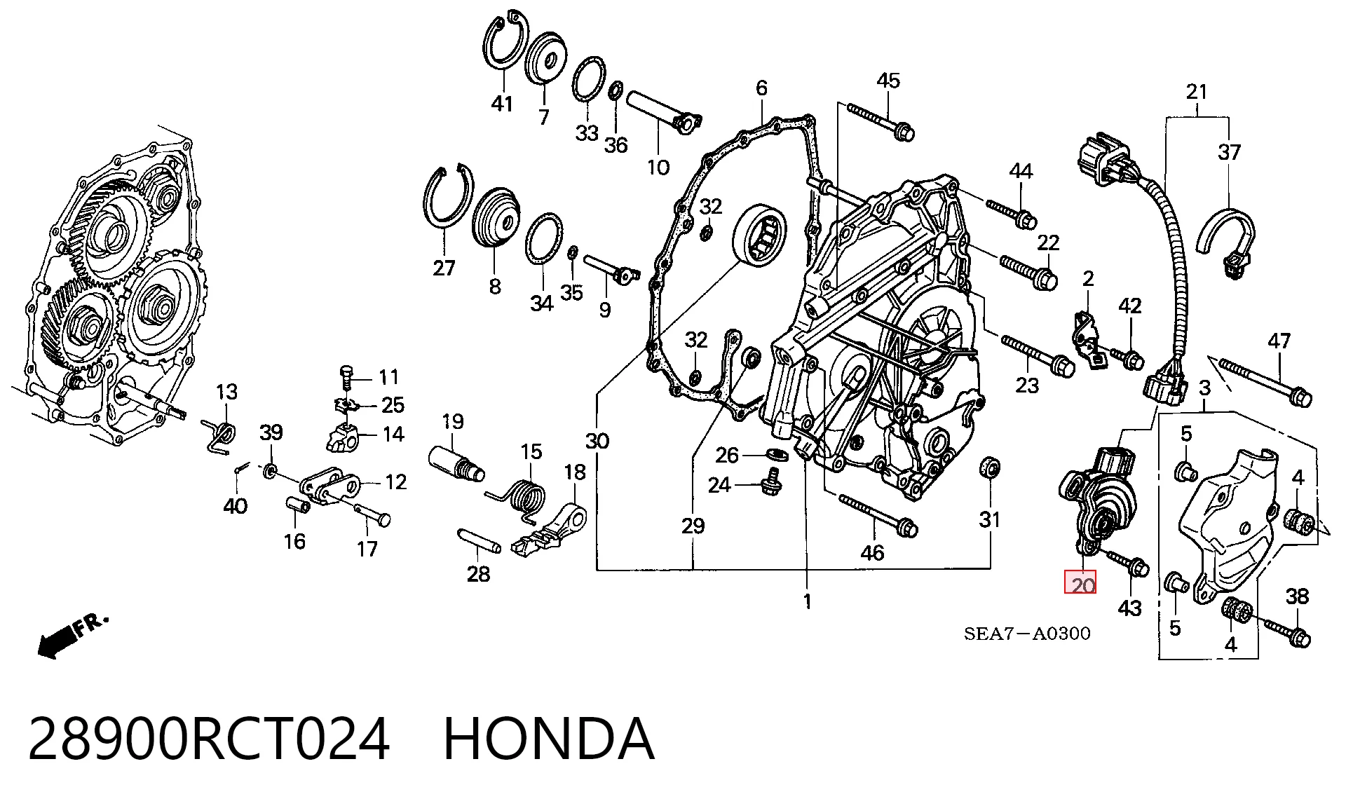 28900RCT024 Honda Привод выбора передач