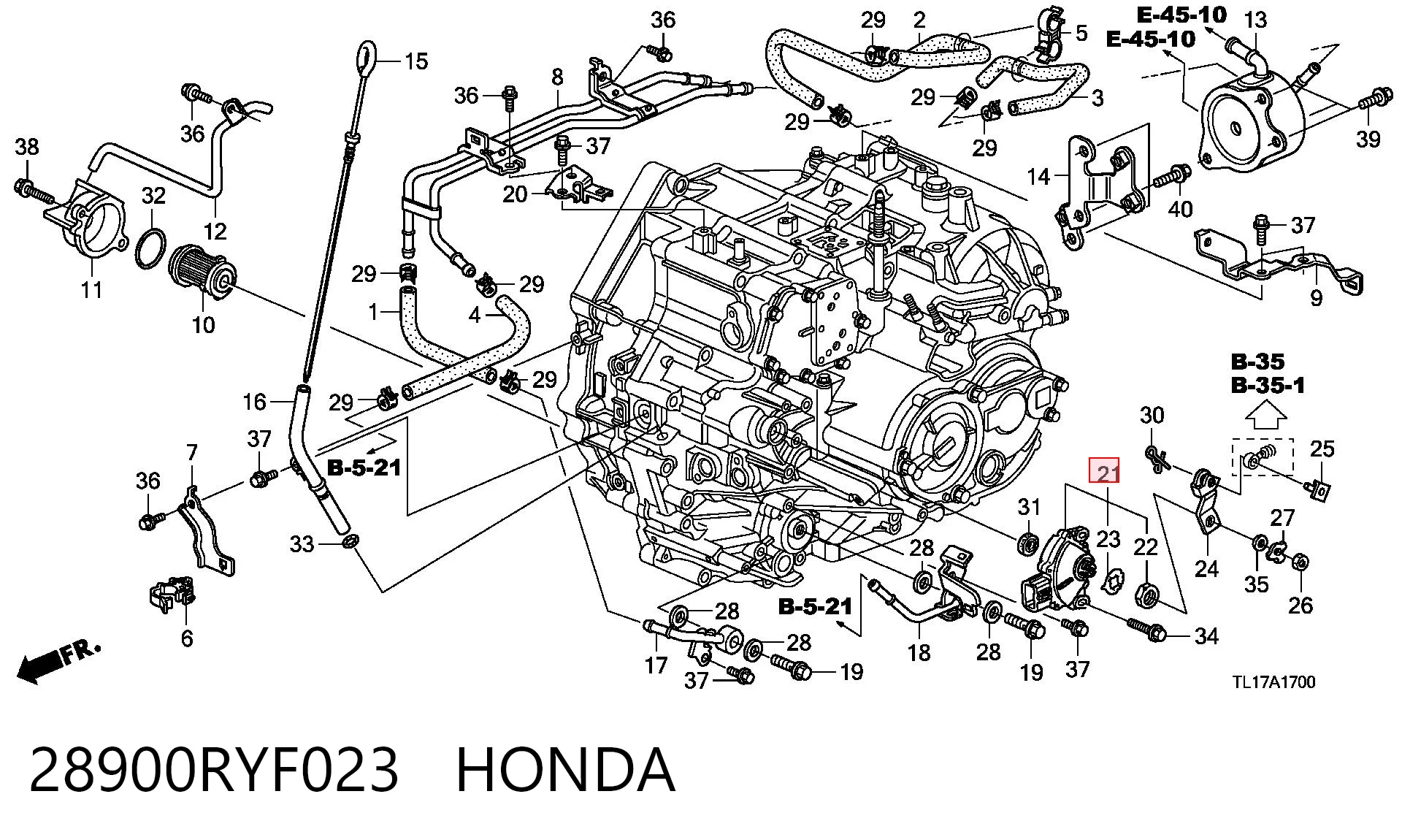 28900RYF023 Honda Датчик положения селектора АКПП
