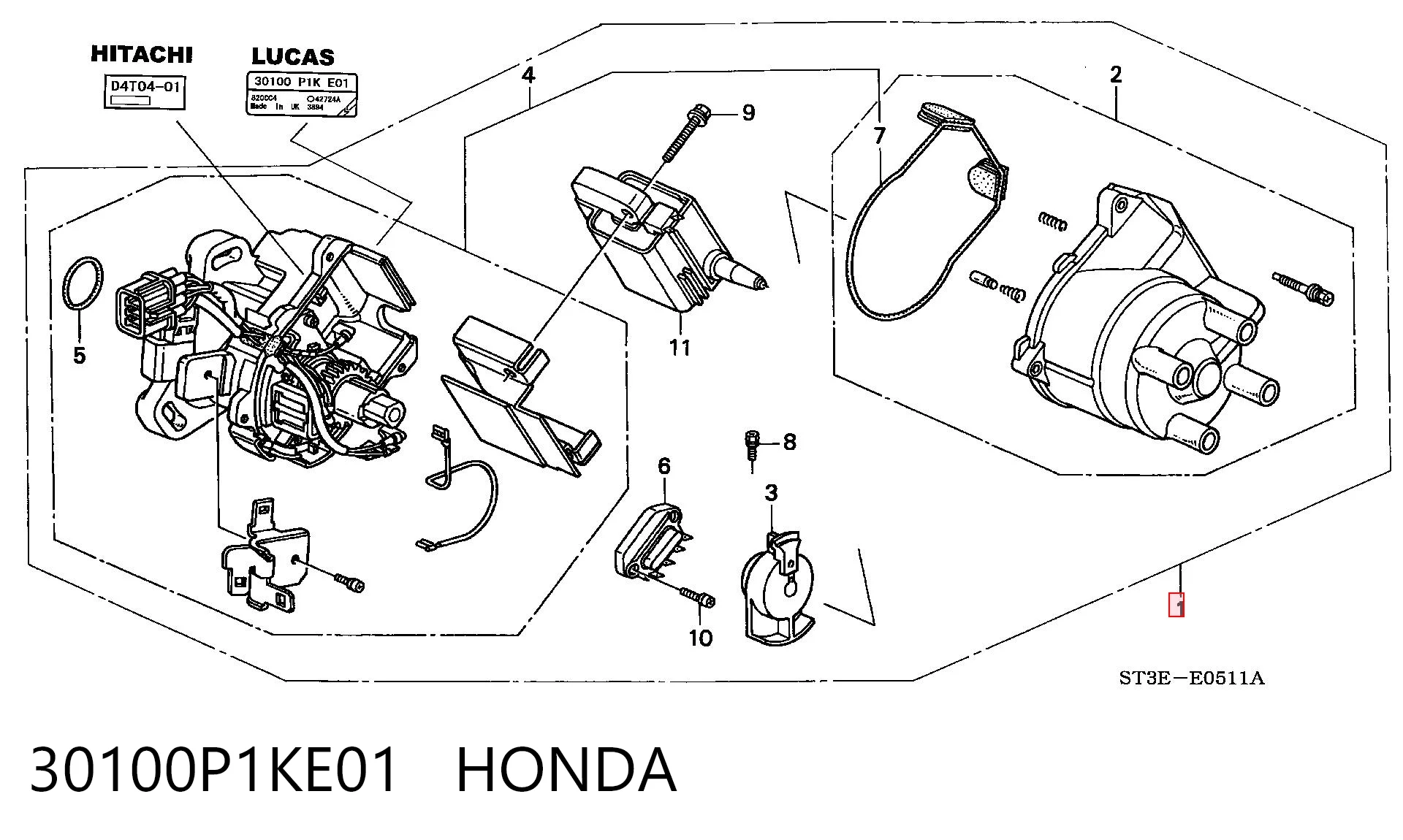 Распределитель зажигания (трамблер) на Honda Civic VI EJ9, EK3/4