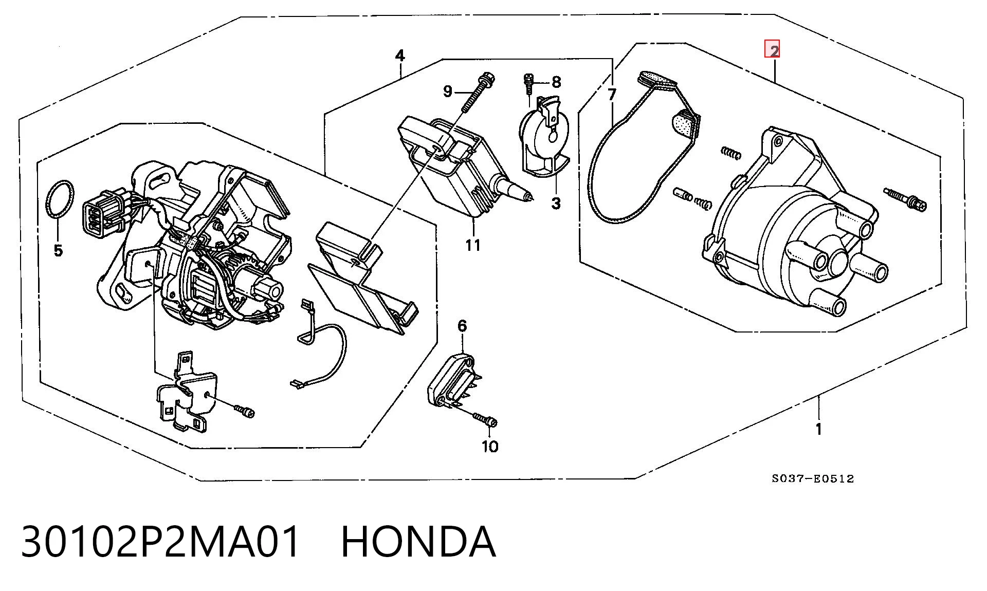30102P2MA01 Honda Крышка распределителя зажигания
