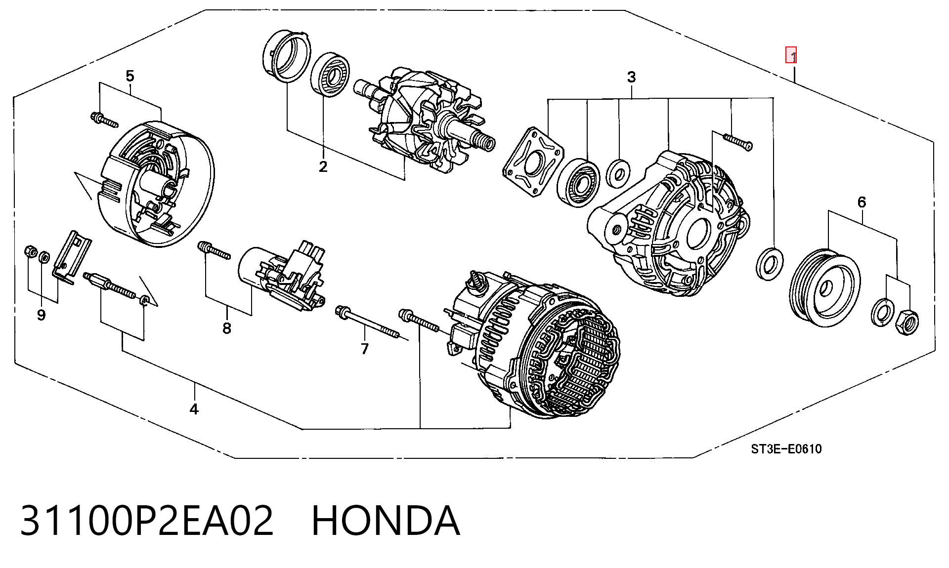 31100P2EA02 Honda Генератор автомобильный