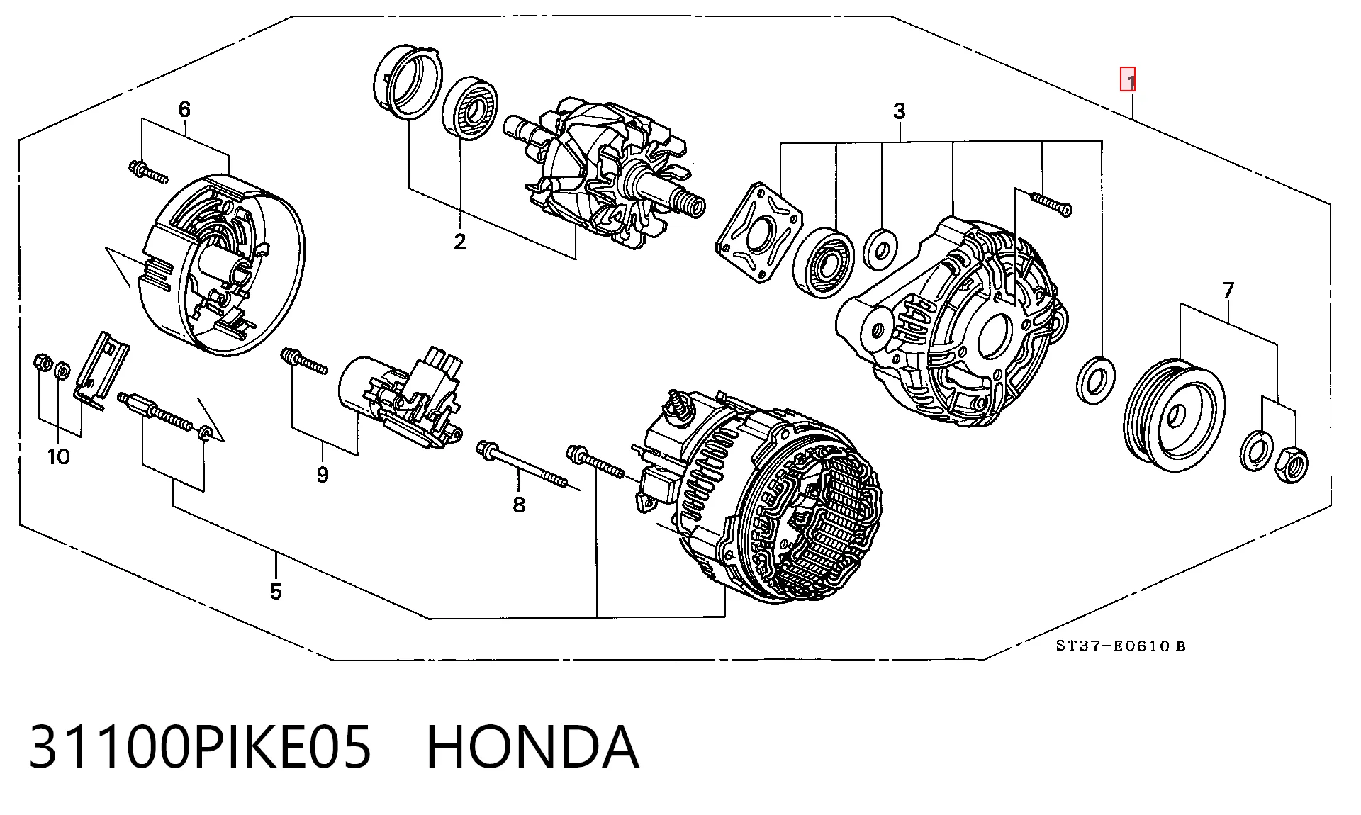 31100PIKE05 Honda Генератор автомобильный