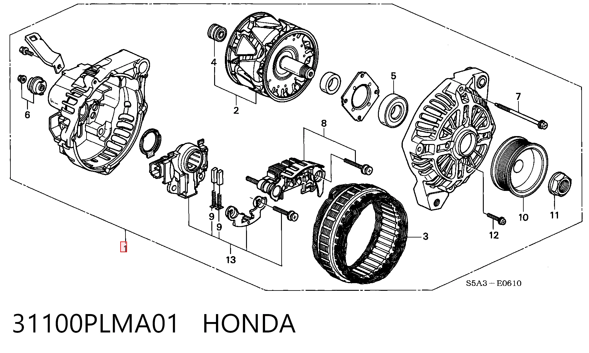 31100PLMA01 Honda Генератор автомобильный