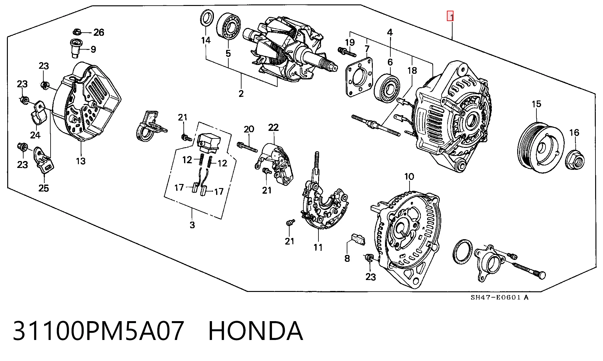 31100PM5A07 Honda Генератор автомобильный
