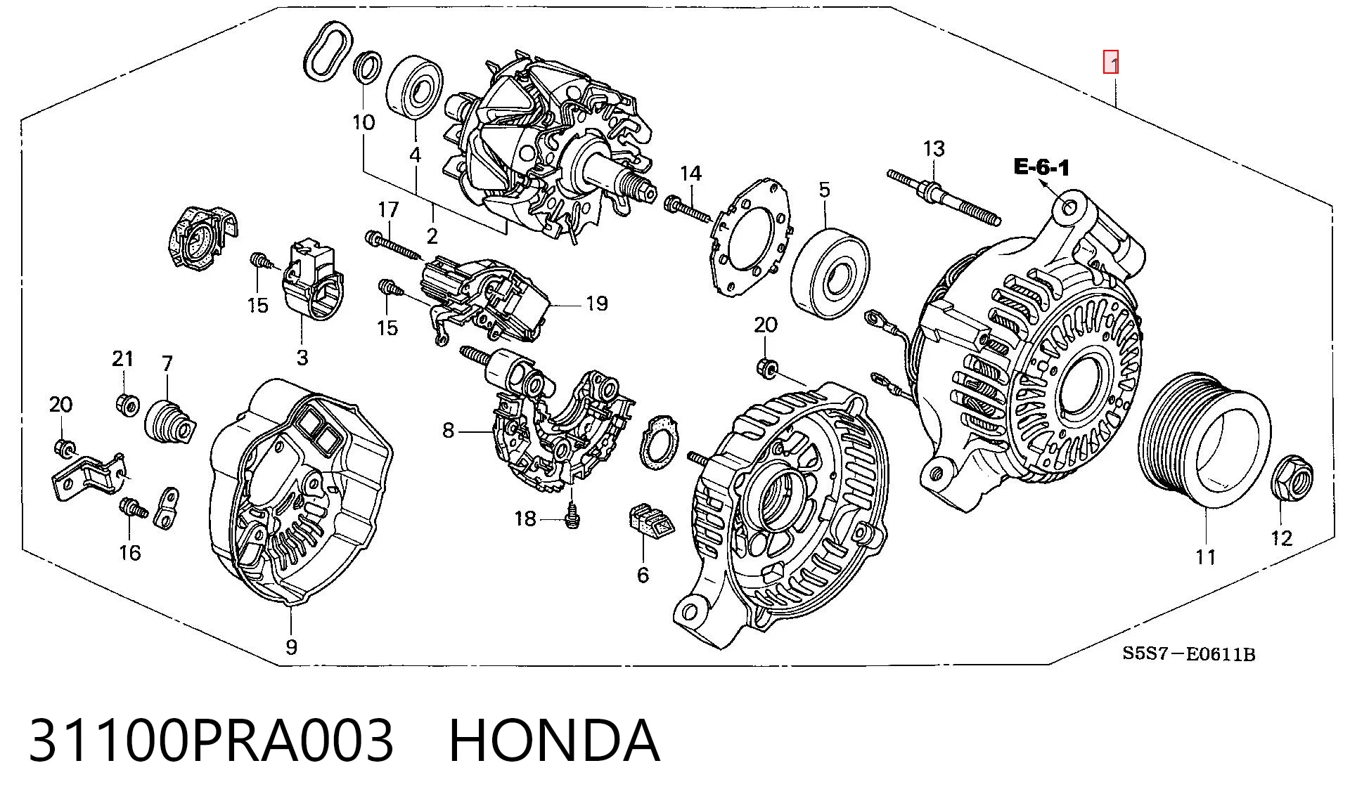 31100PRA003 Honda Генератор автомобильный
