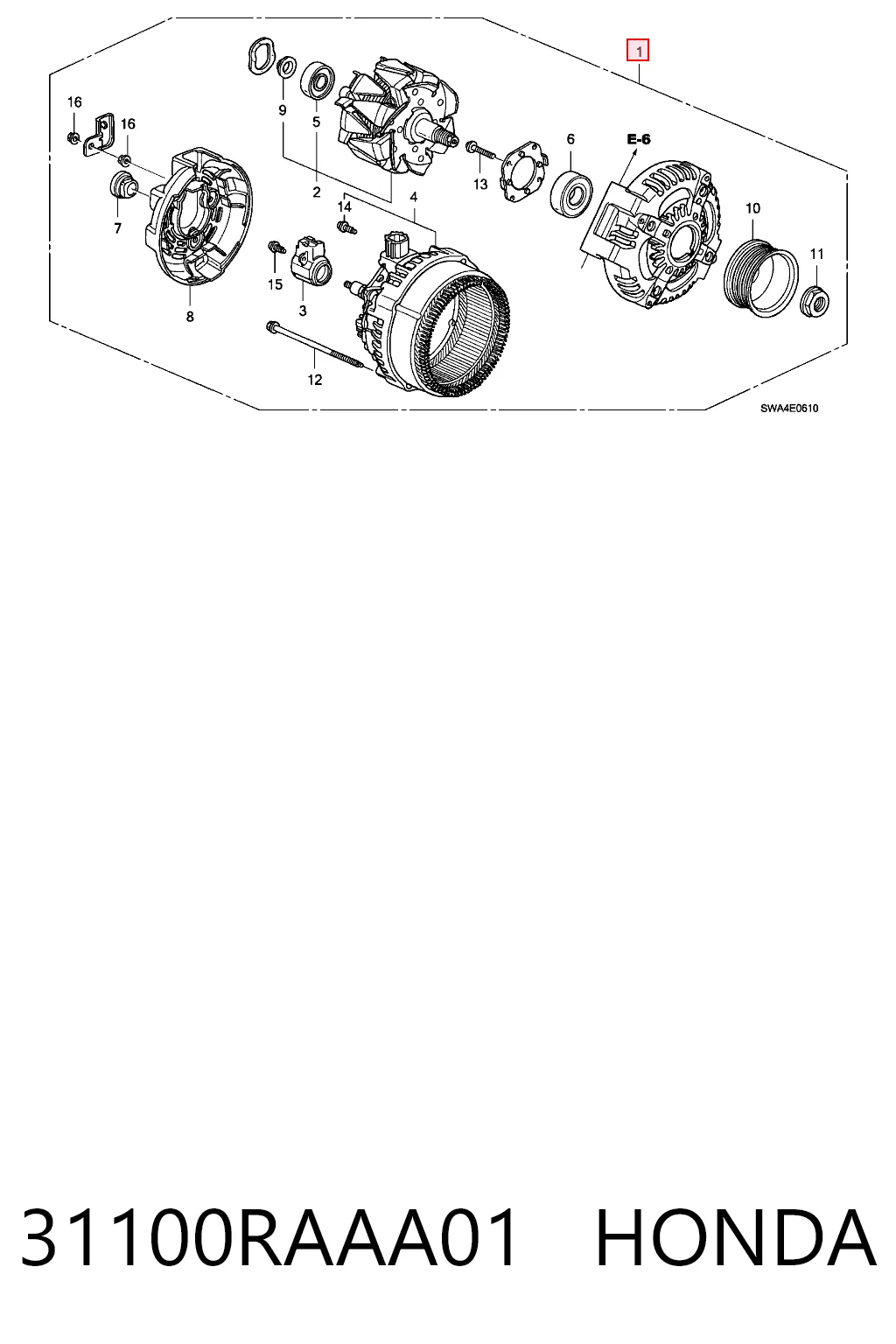 31100RAAA01 Honda Генератор автомобильный