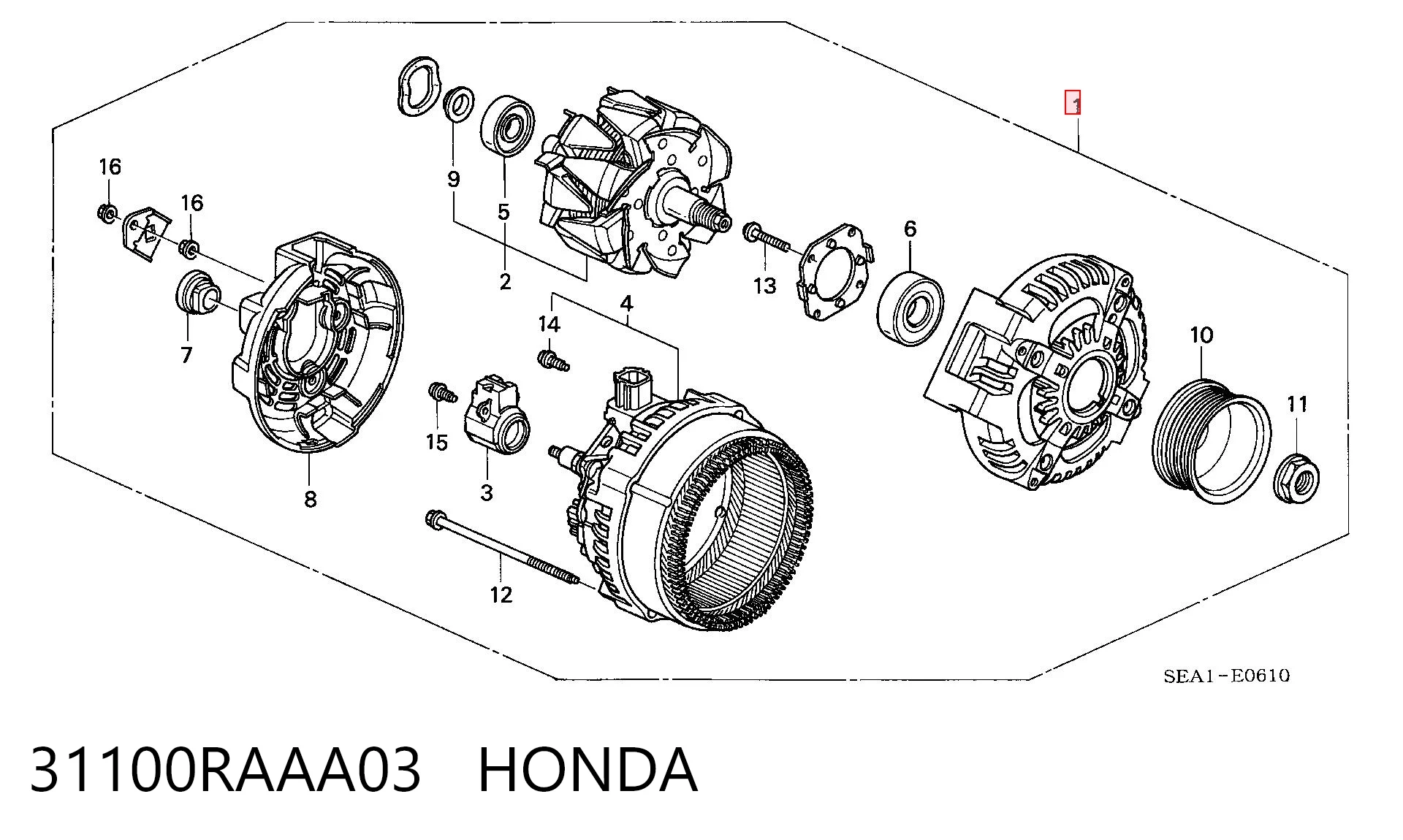 31100RAAA03 Honda Генератор автомобильный