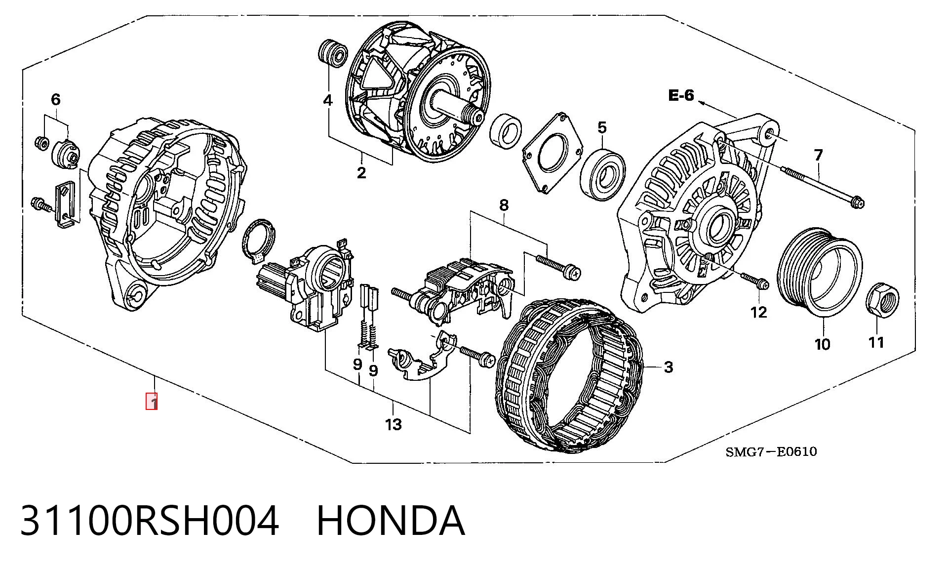 31100RSH004 Honda Генератор автомобильный