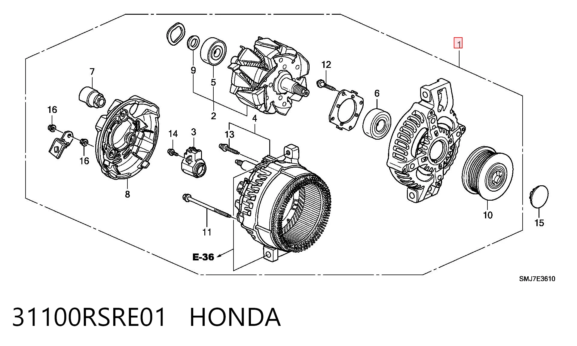 31100RSRE01 Honda Генератор автомобильный