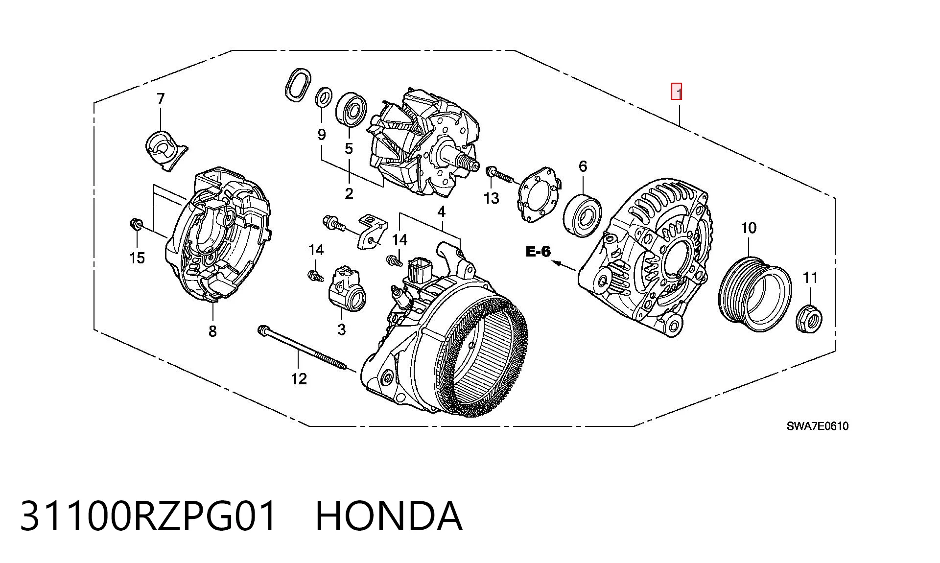 31100RZPG01 Honda Генератор автомобильный