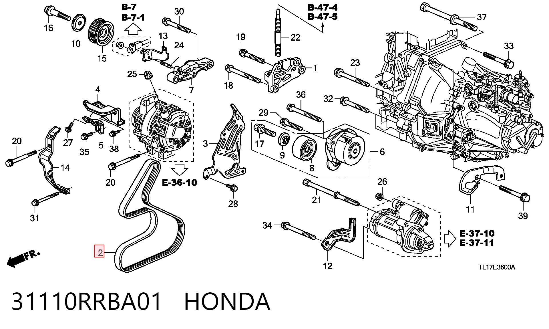 31110RRBA01 Honda Поликлиновый ремень