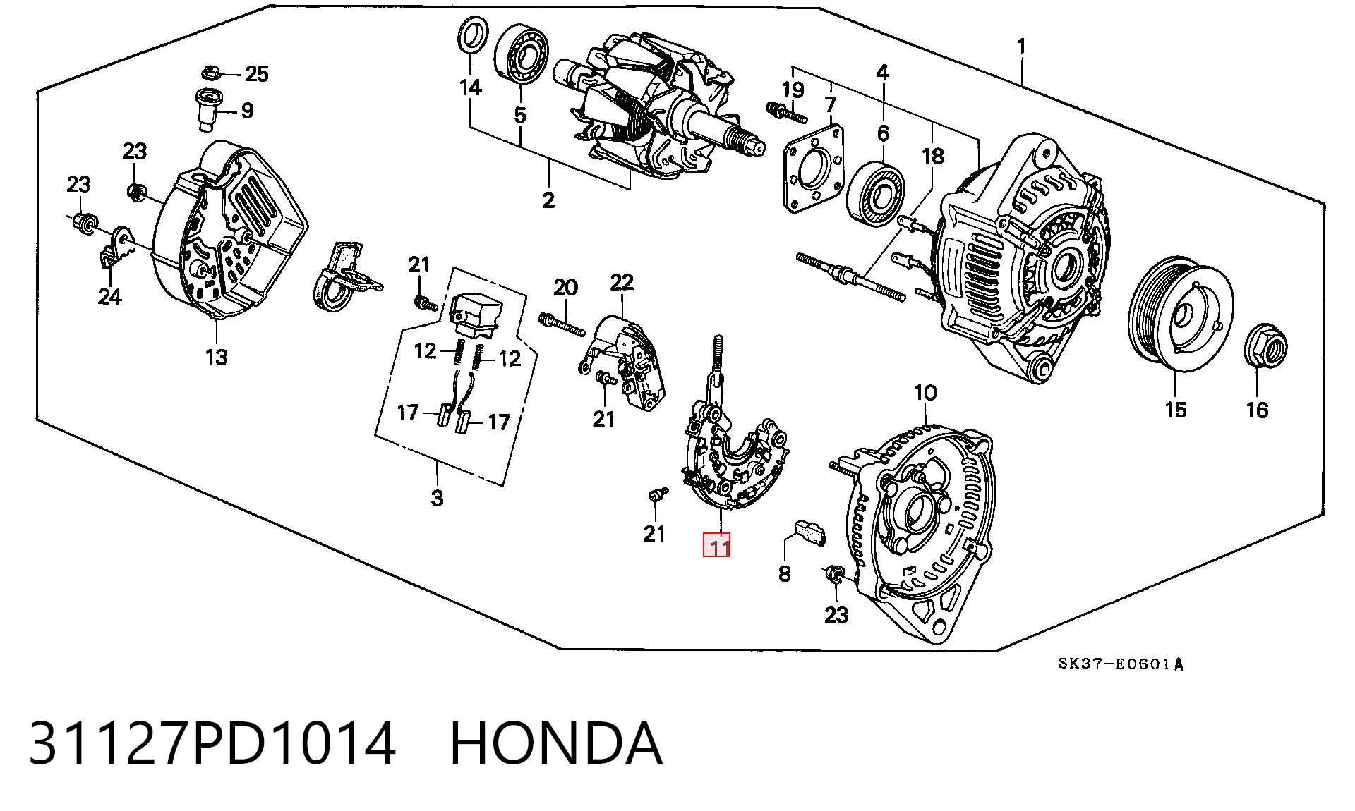 Выпрямитель генератора на Honda Concerto  HW