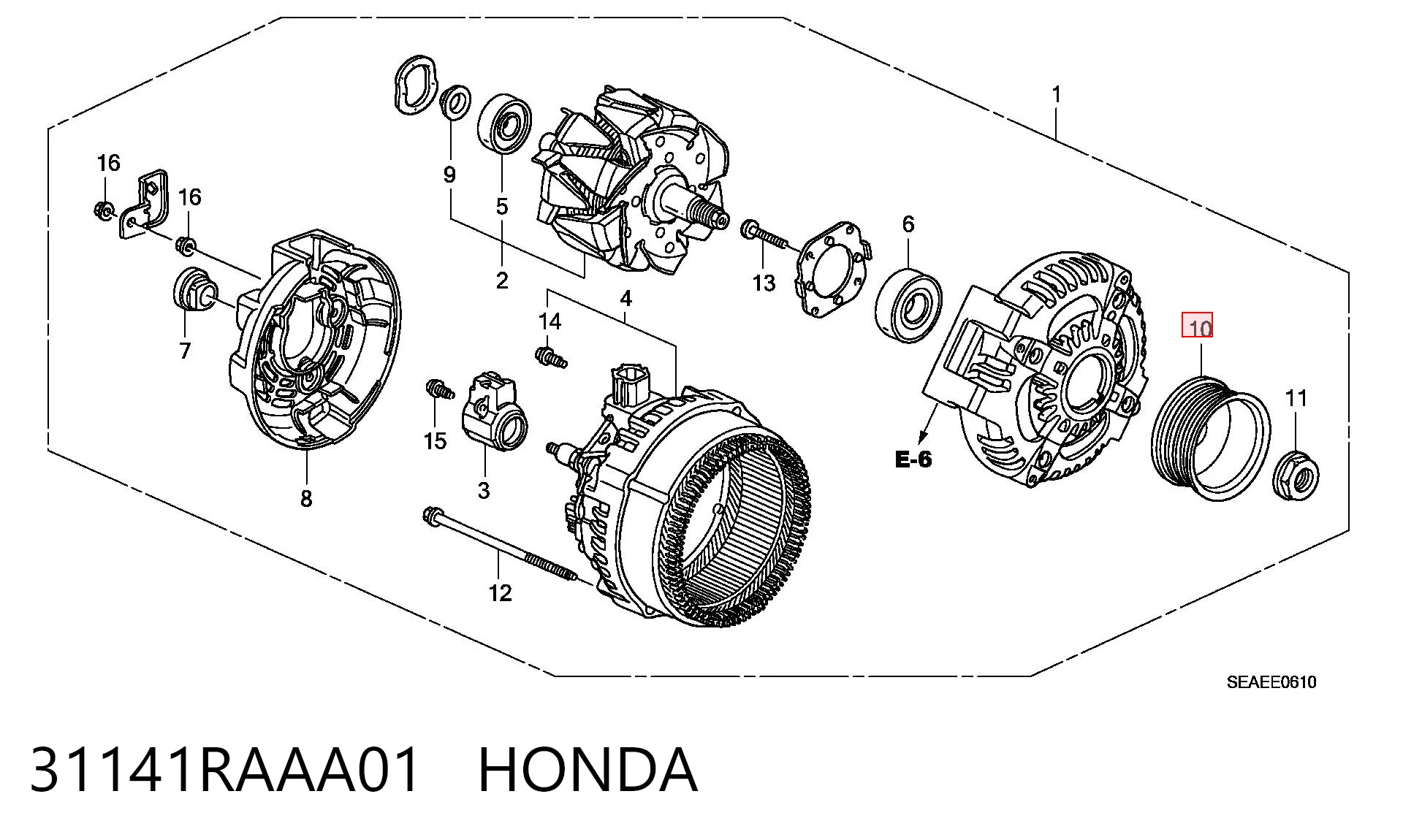 31141RAAA01 Honda Обгонная муфта генератора