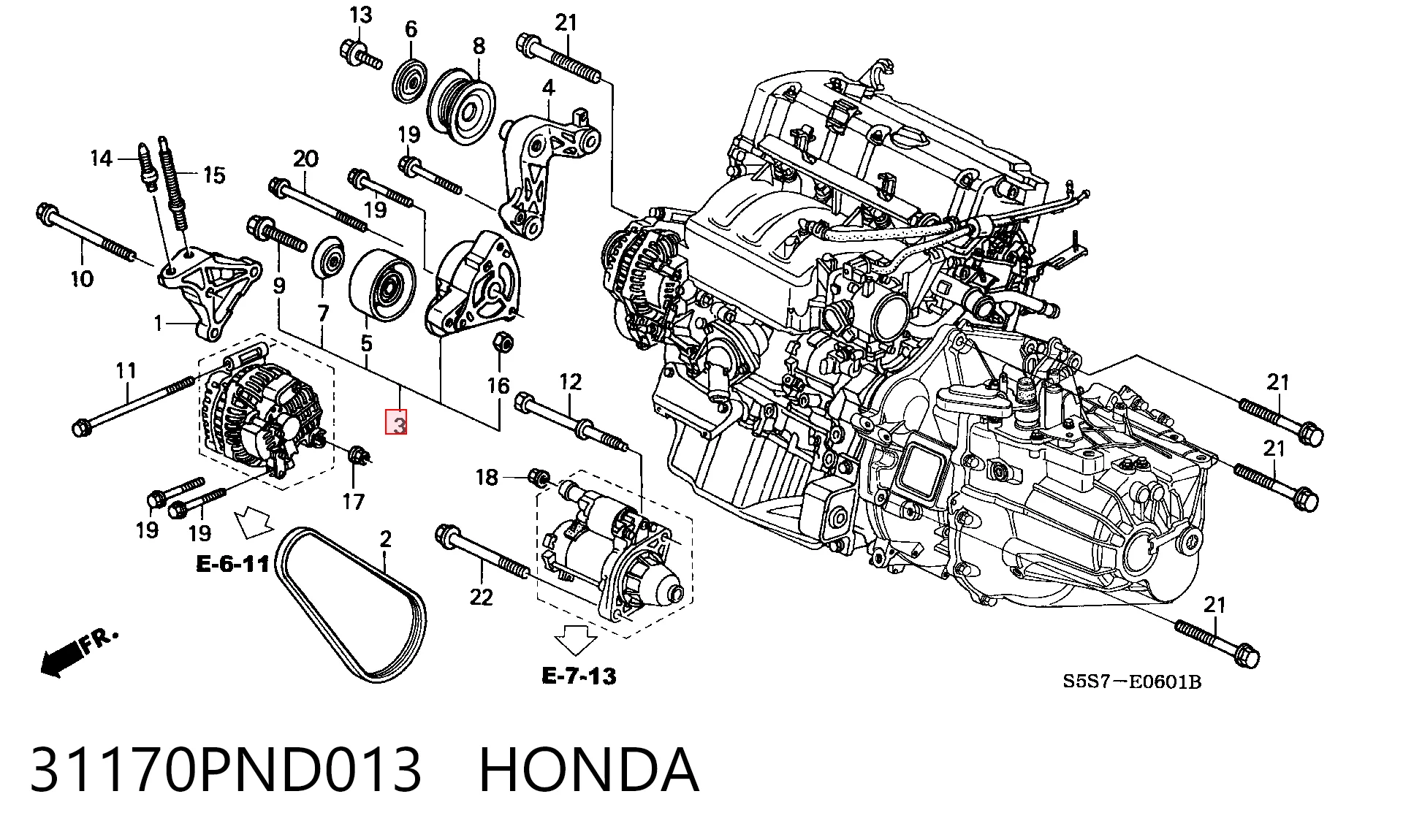 Натяжитель приводного ремня Honda Civic 7