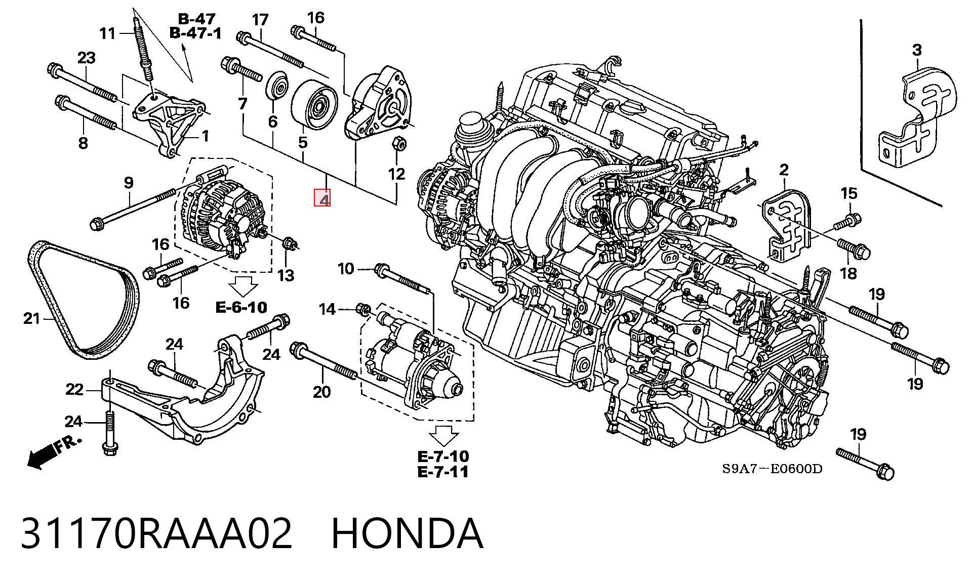 31170RAAA02 Honda Натяжитель клинового ремня