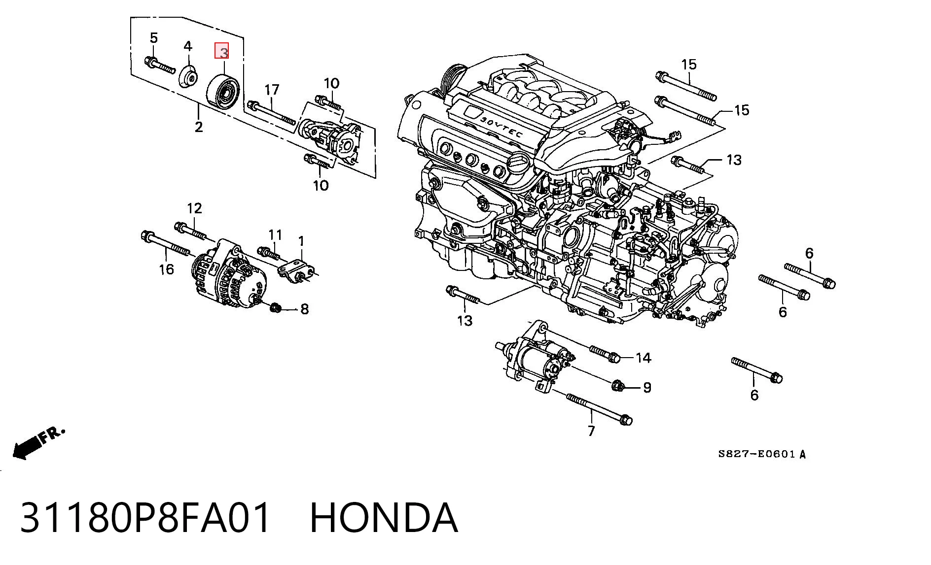 Натяжной ролик Honda Accord VI купе (CG) (1998 - 2003) цена, от 15.82 USD