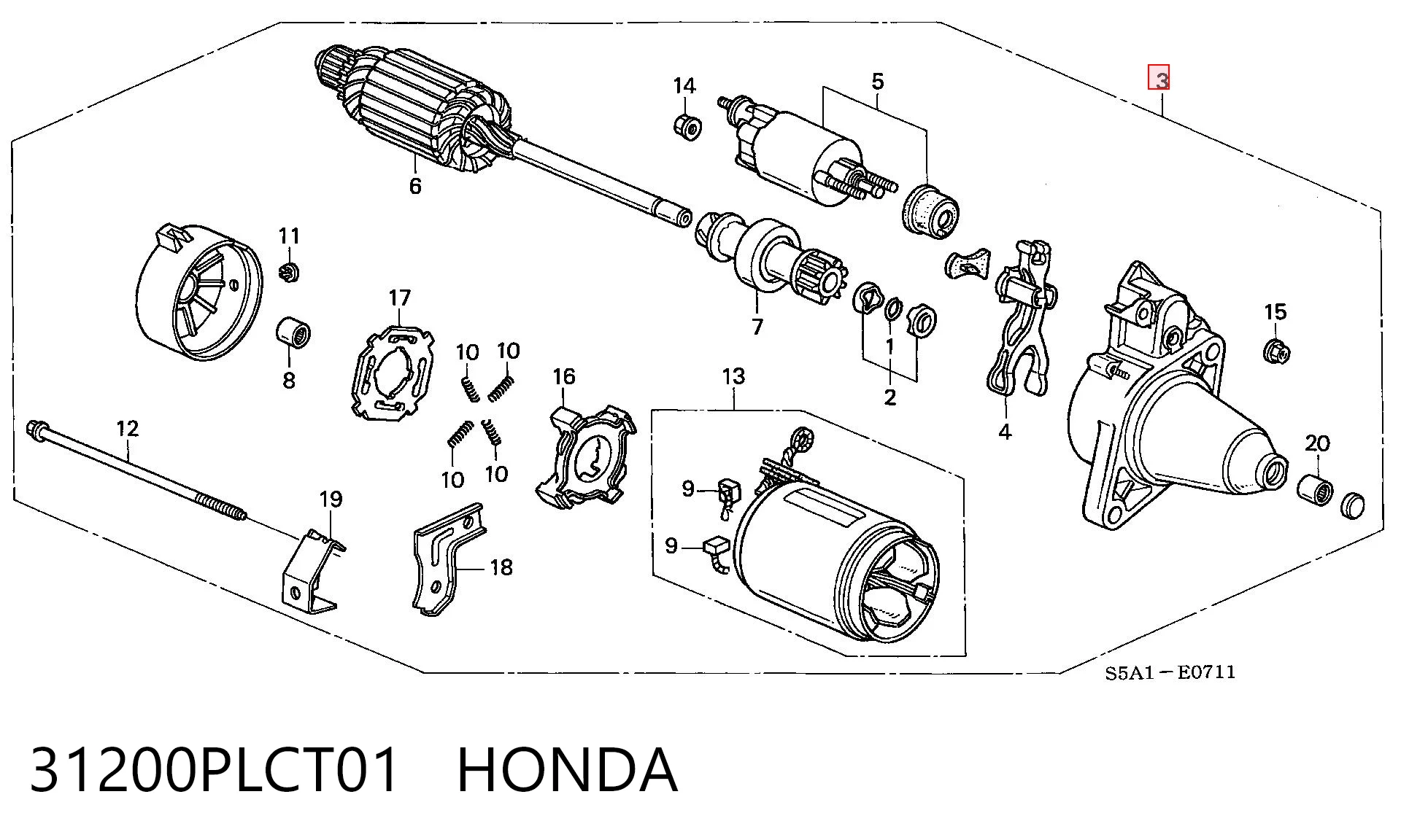 31200PLCT01 Honda Стартер автомобиля