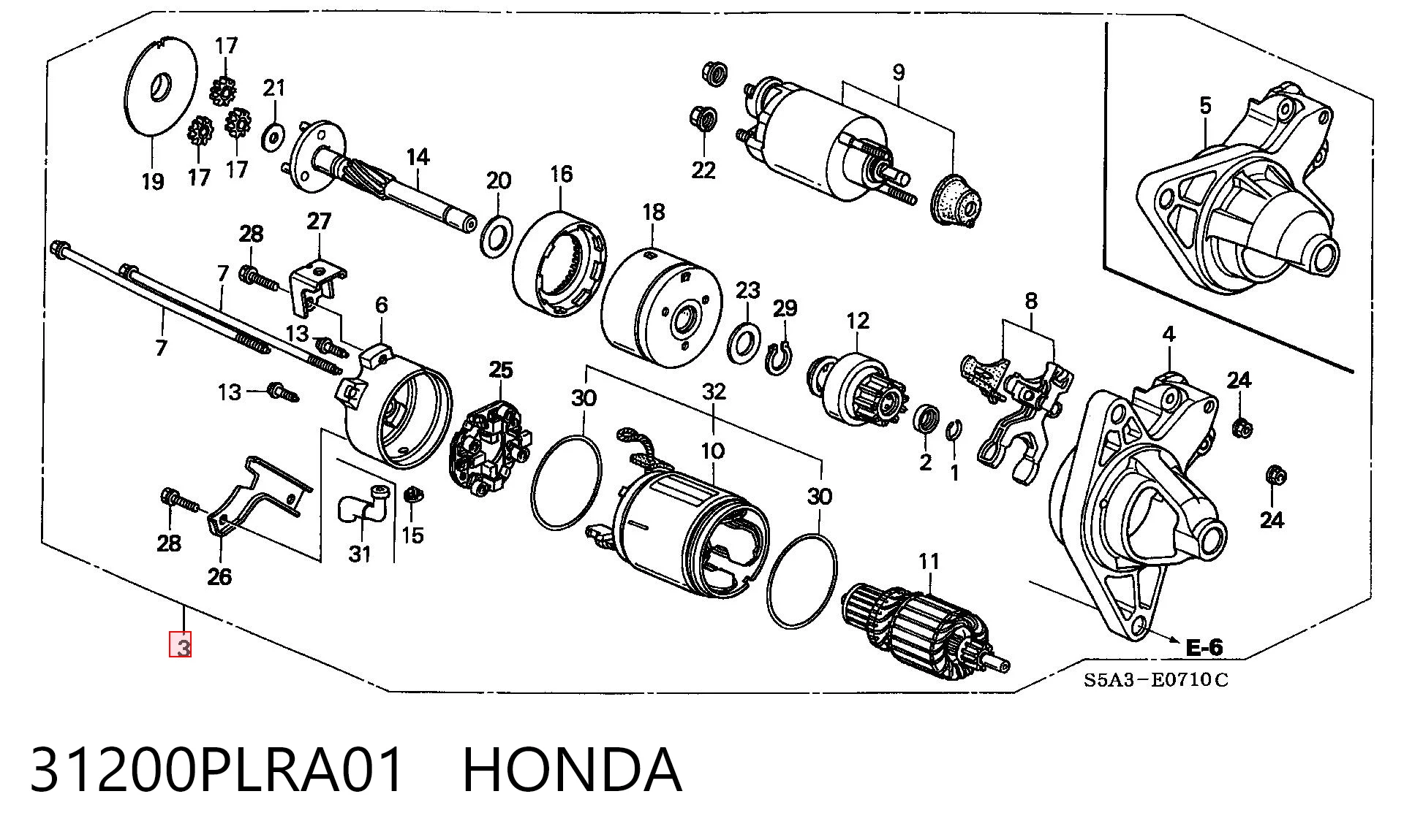 31200PLRA01 Honda Стартер автомобиля