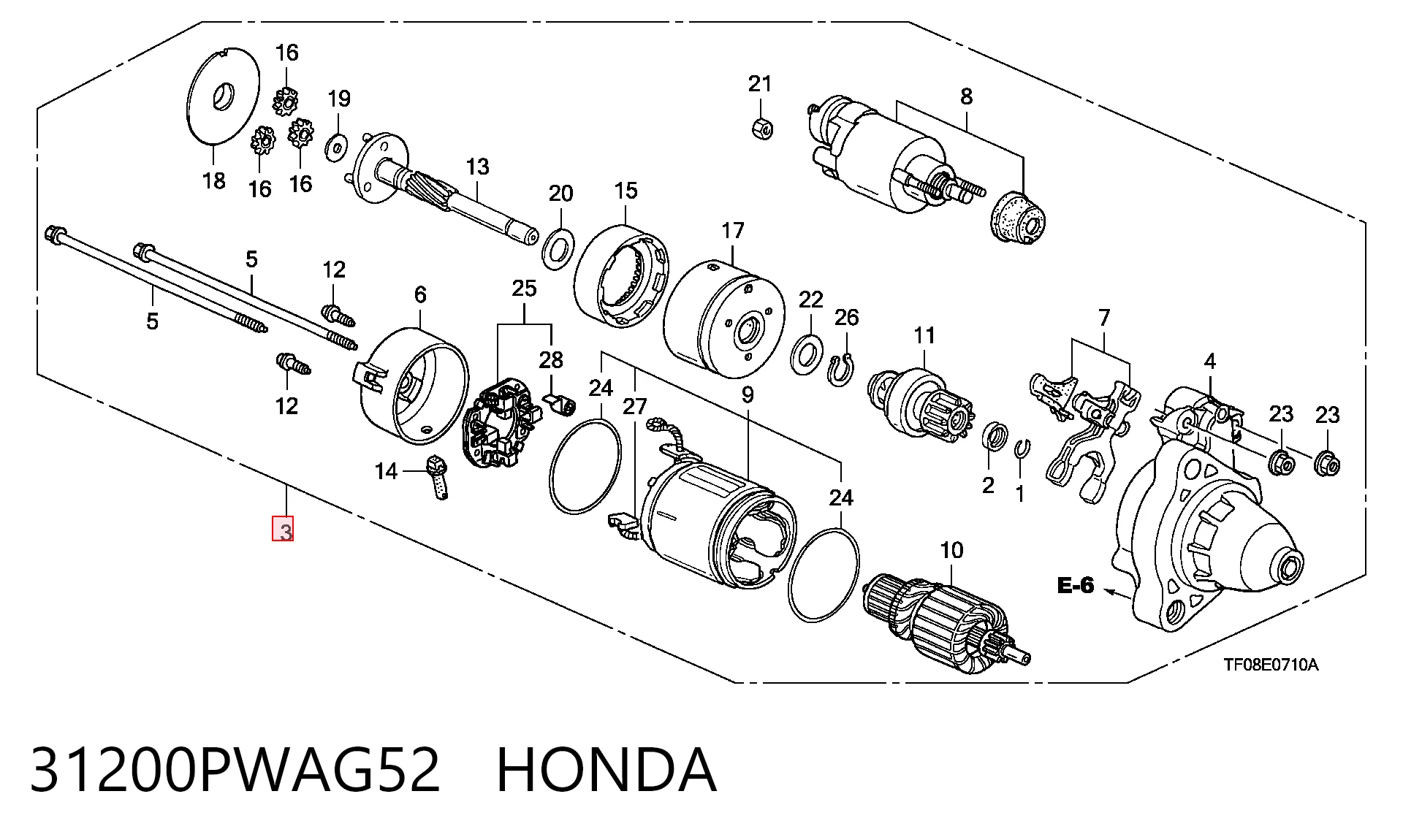 Стартер HONDA 31200PWAG52