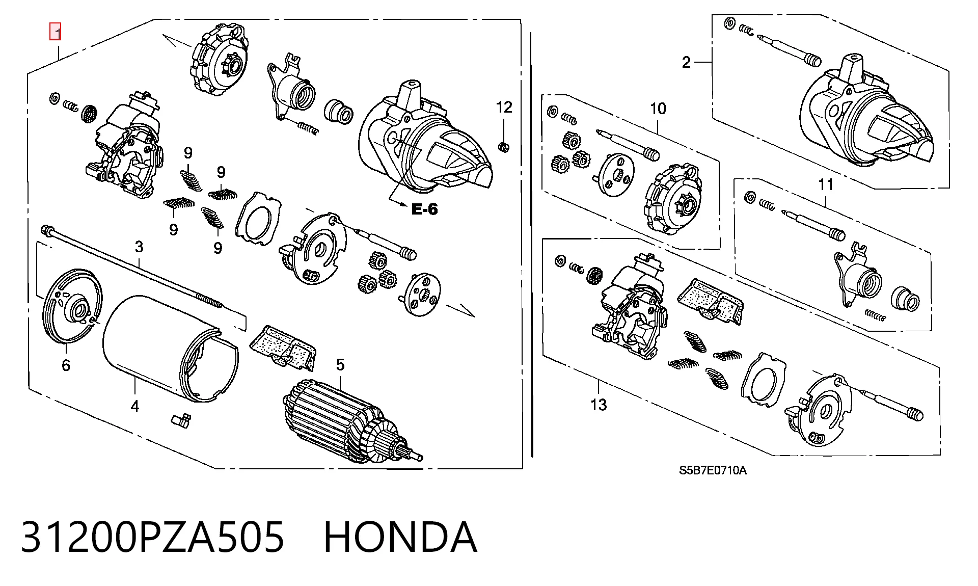 31200PZA505 Honda Стартер автомобиля