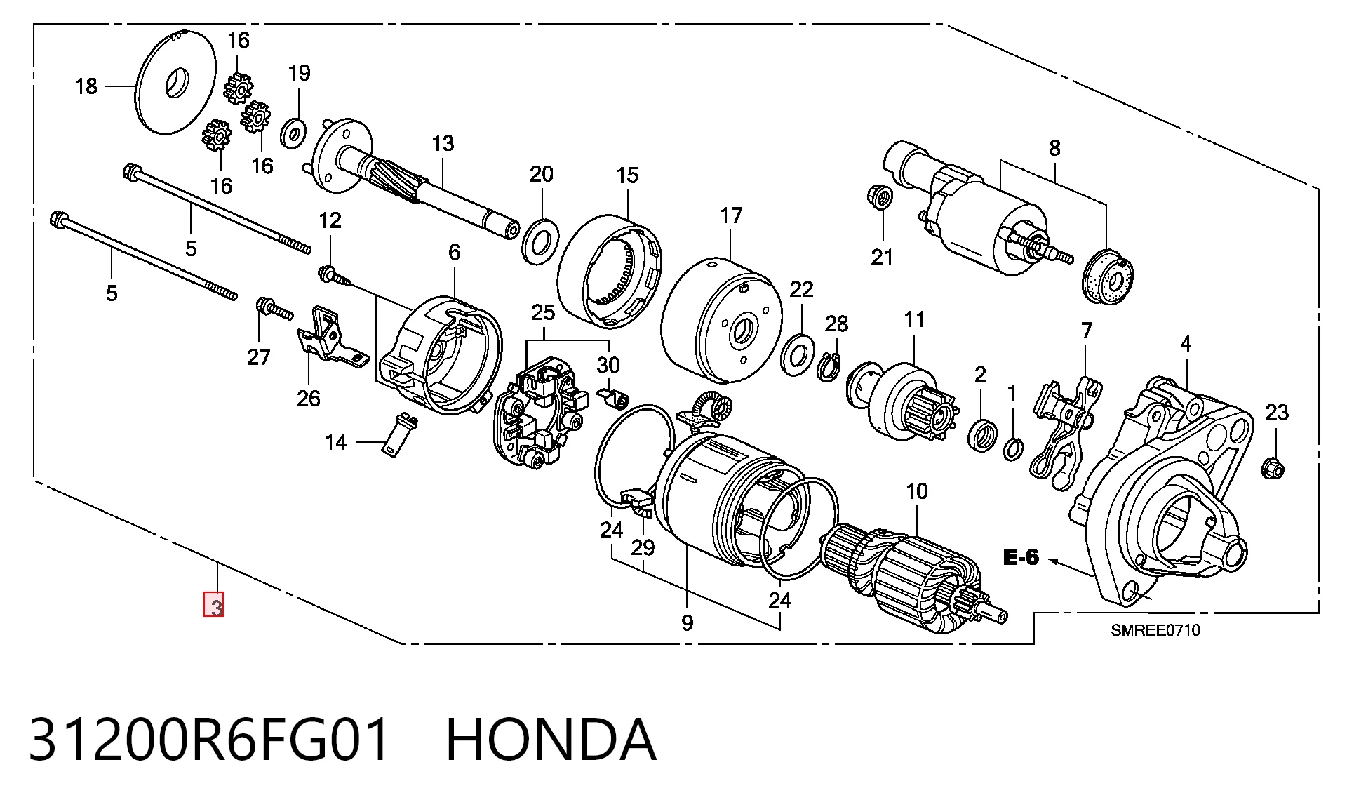 Стартер HONDA 31200R6FG01