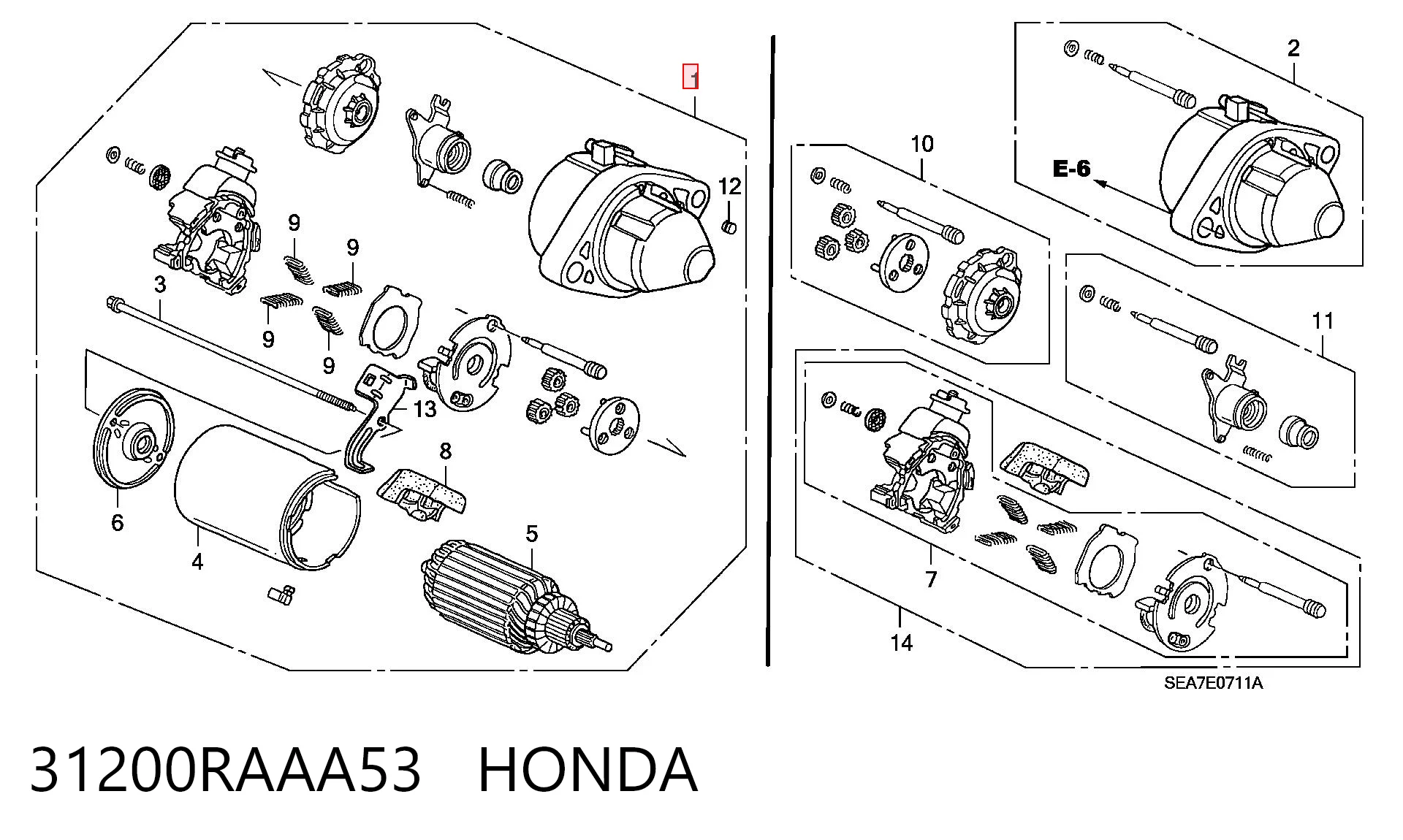 31200RAAA53 Honda Стартер автомобиля