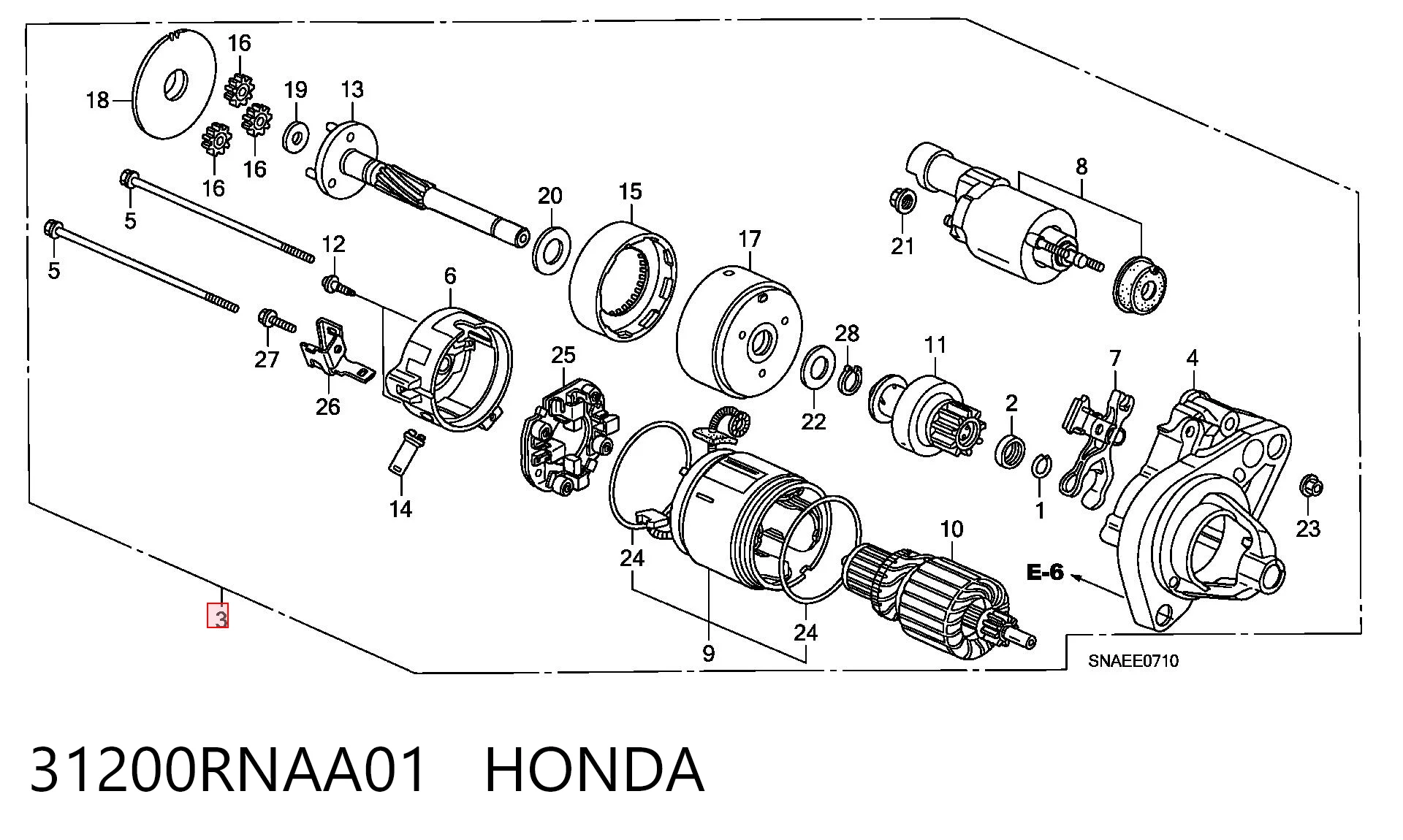 31200RNAA01 Honda Стартер автомобиля