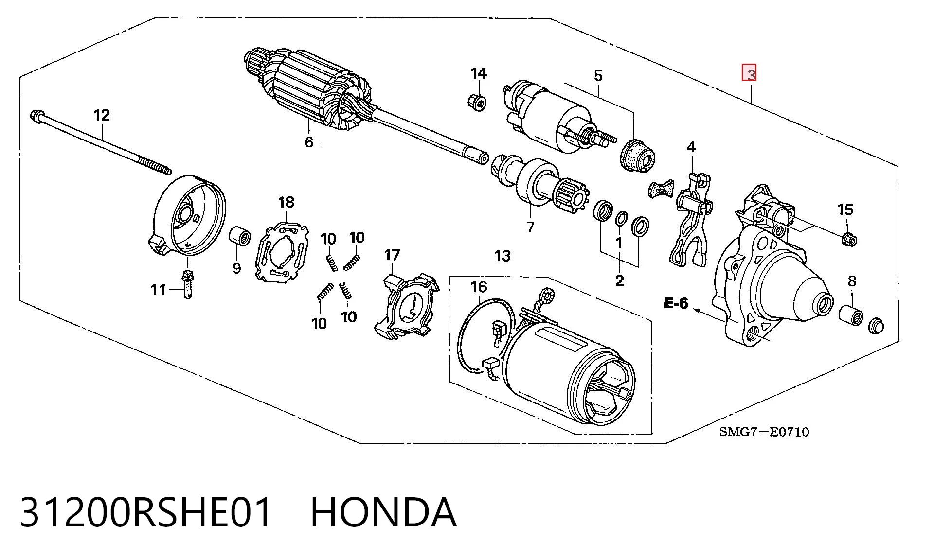 Стартер HONDA 31200RSHE01