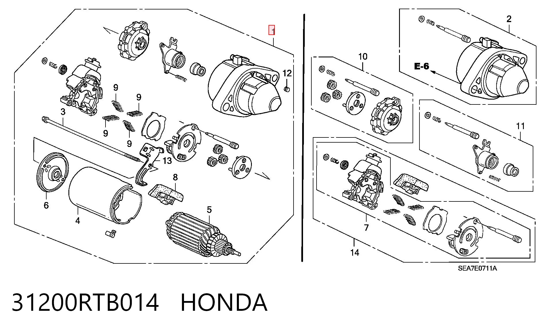 31200RTB014 Honda Стартер автомобиля