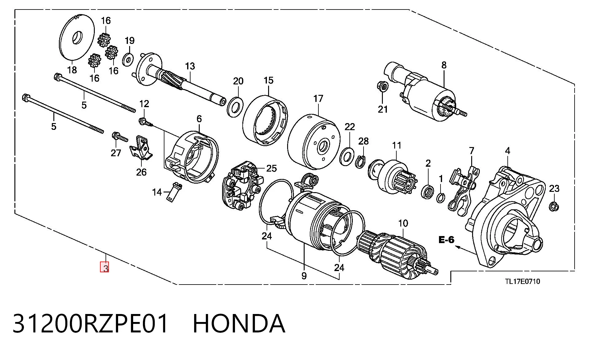 Стартер HONDA 31200RZPE01