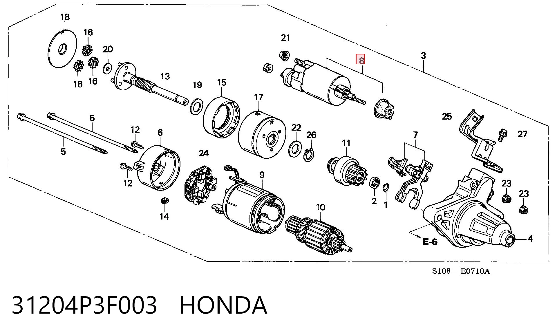 31204P3F003 Honda Тяговое реле стартера