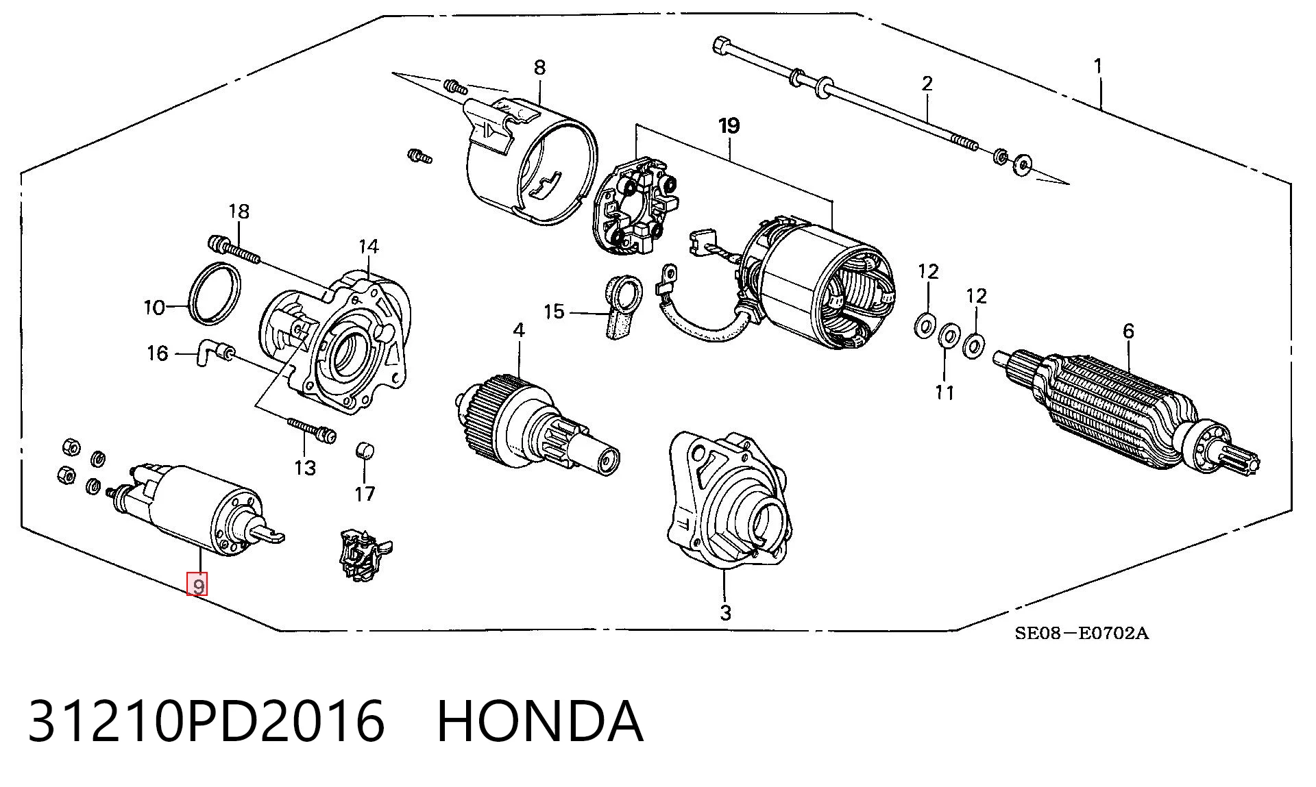 31210PD2016 Honda Тяговое реле стартера