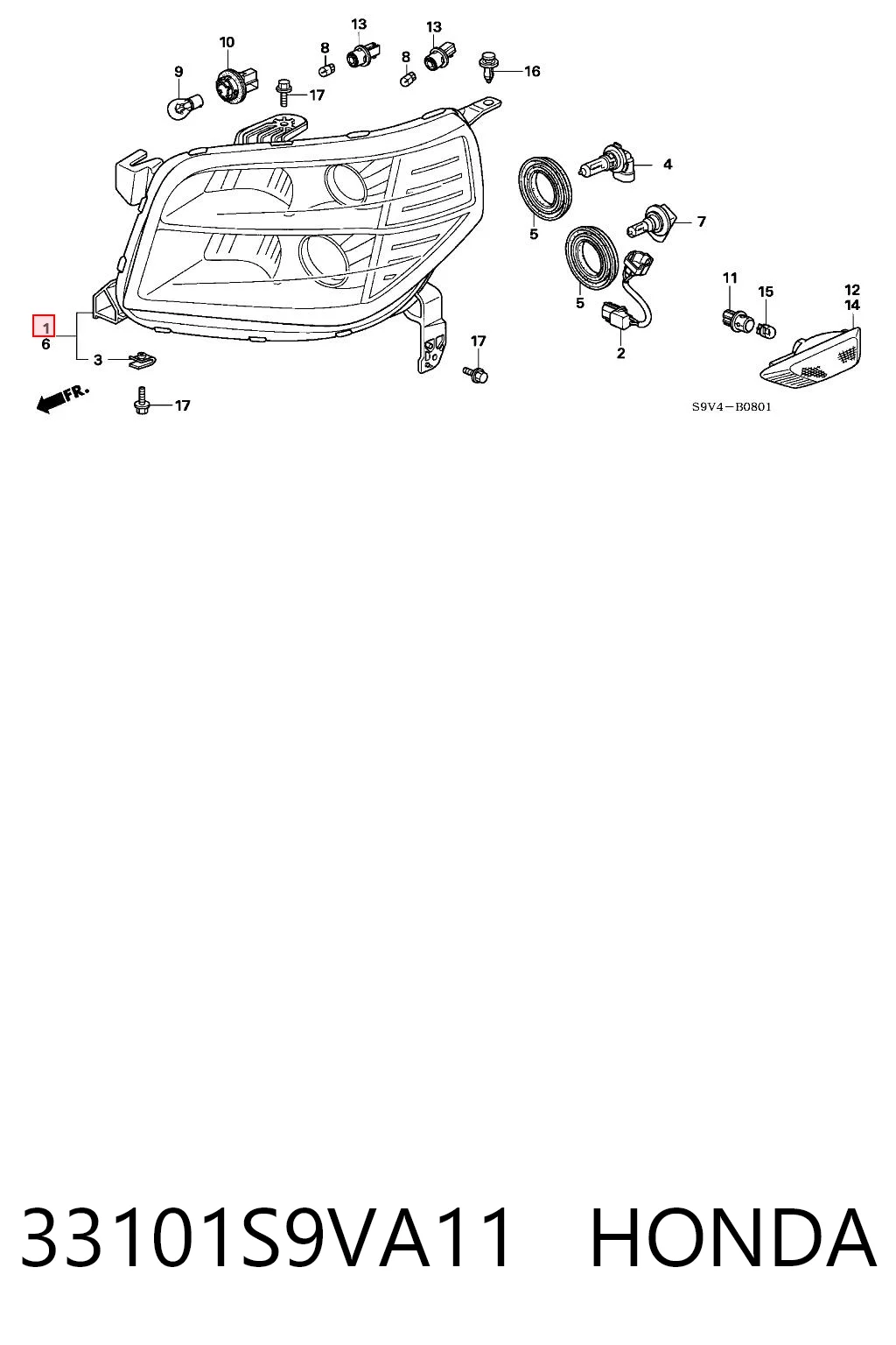 33101S9VA11 Honda Фара передняя правая