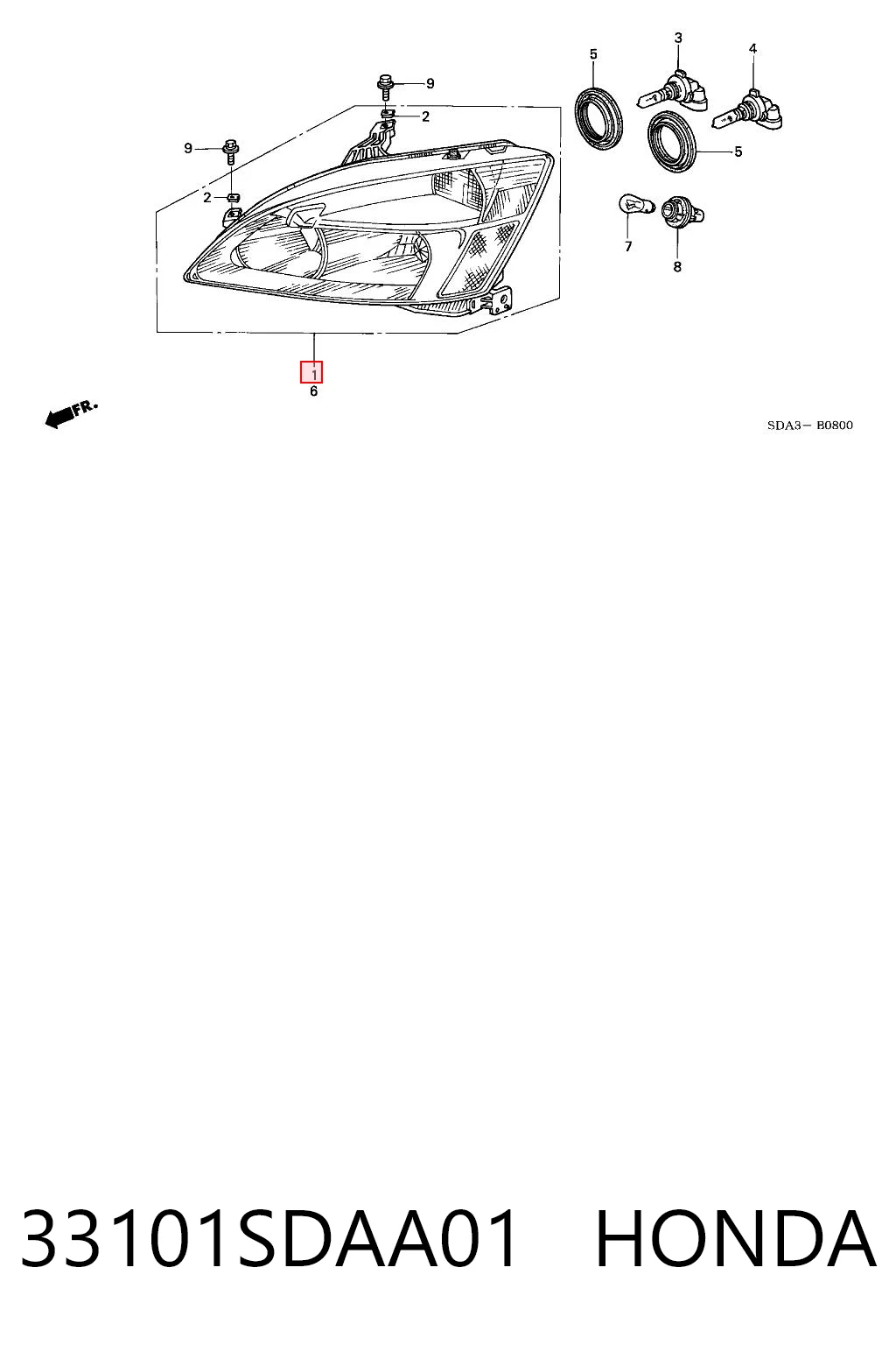33101SDAA01 Honda Фара передняя правая