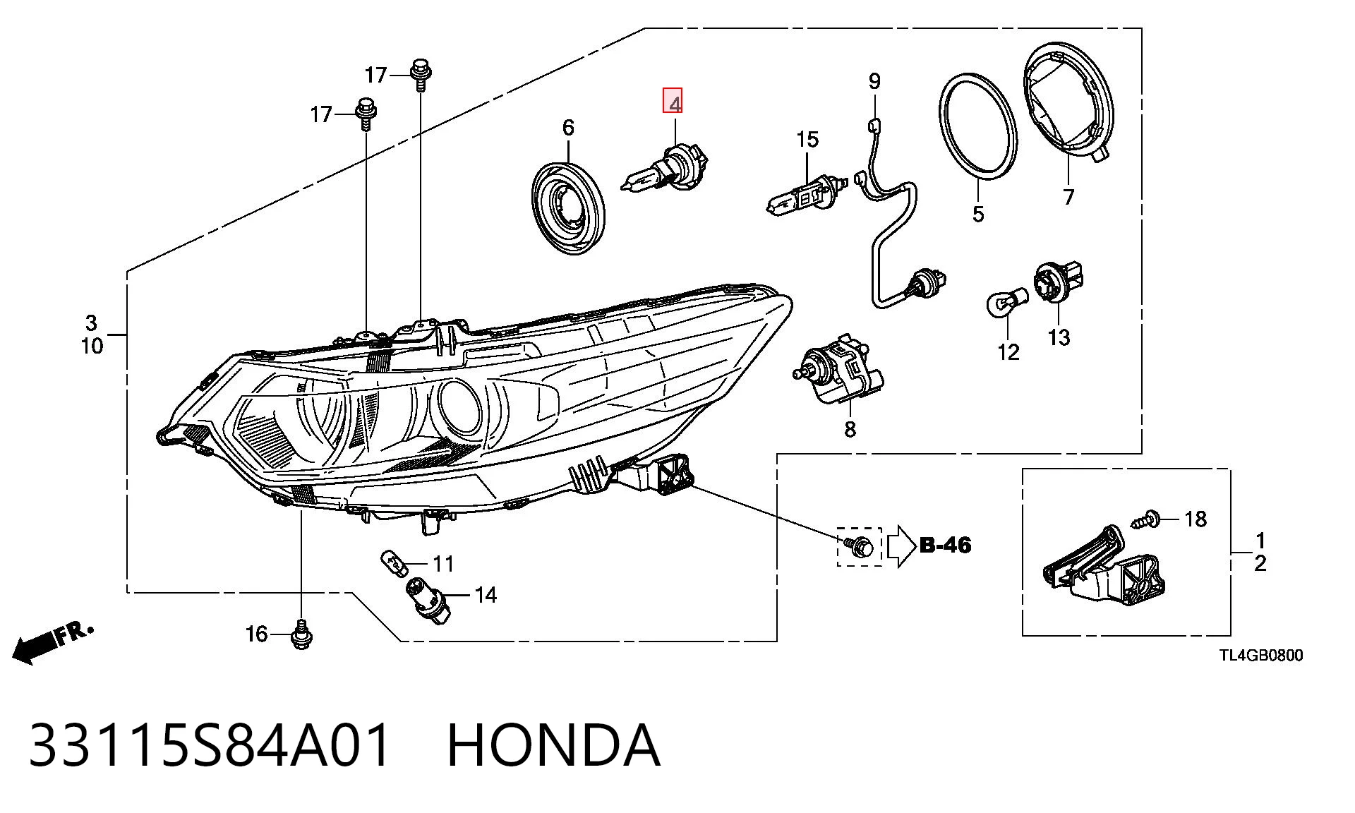 33115S84A01 Honda Лампочка дальнего света