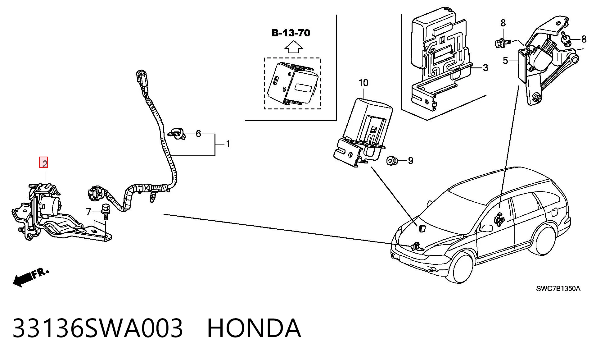 33136SWA003 Honda Датчик уровня кузова, передний